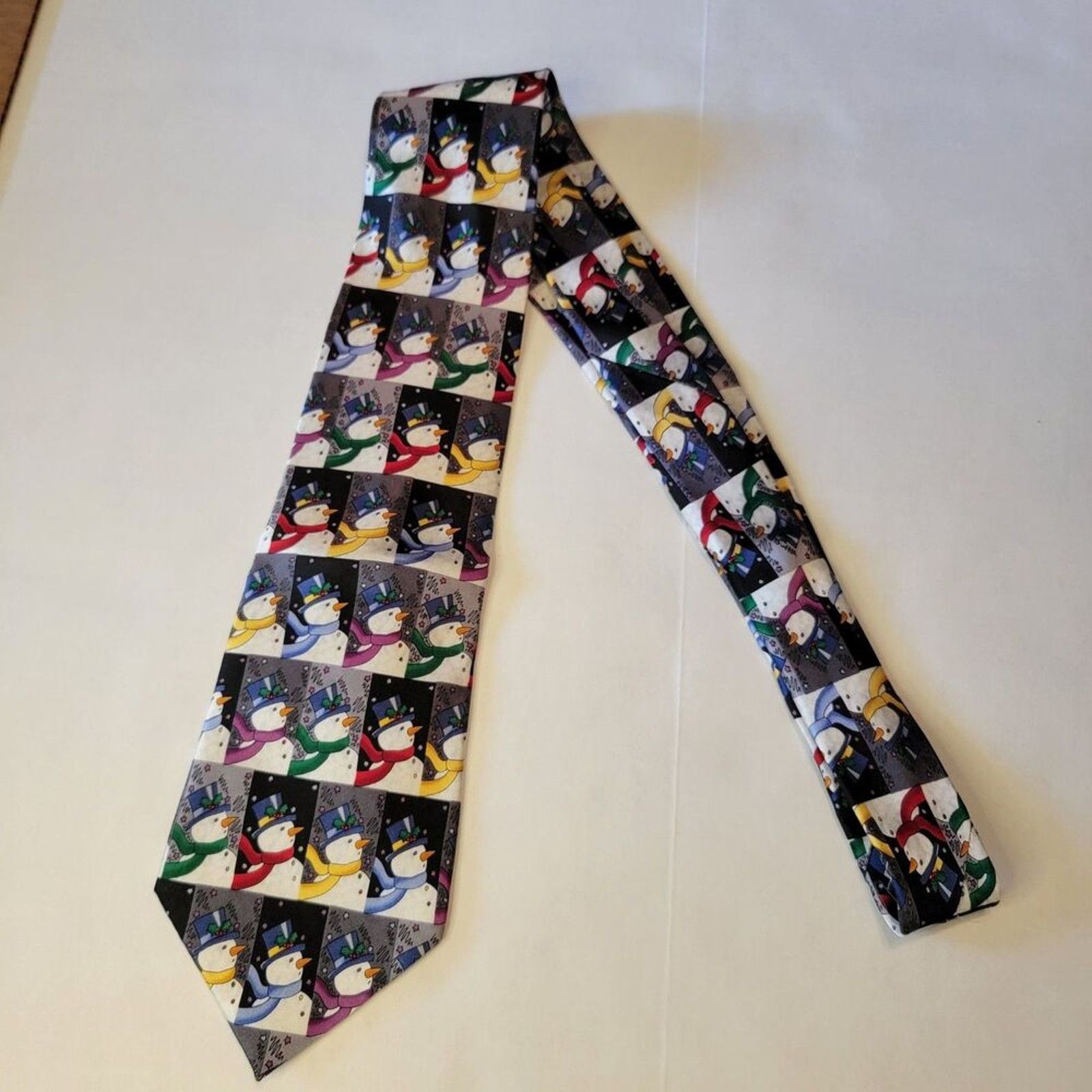 John Ashford John Ashford Christmas Tie Snowmen 100% Silk Size ONE SIZE - 3 Thumbnail