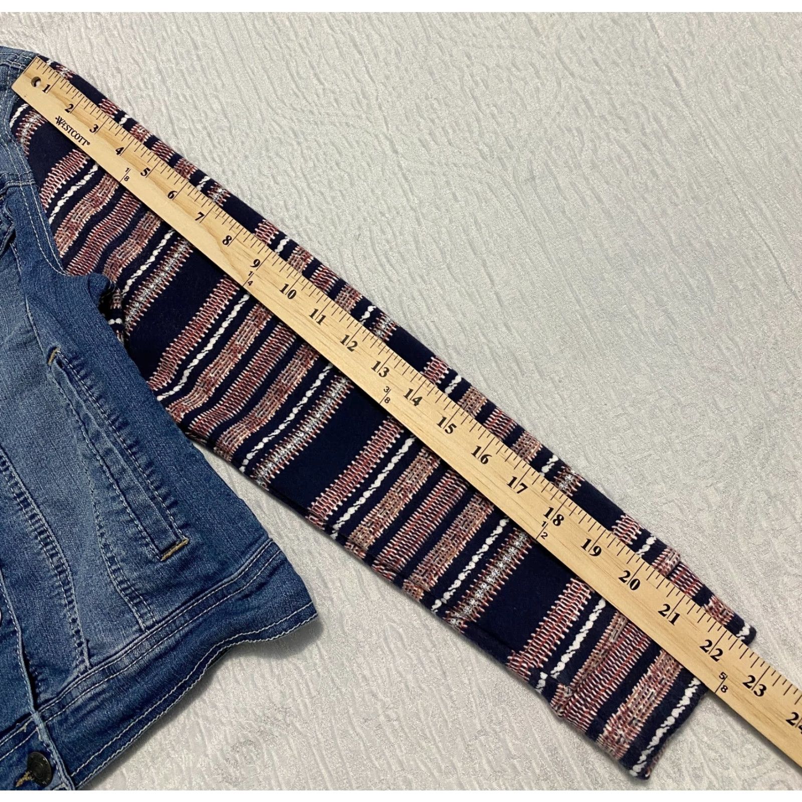 Vintage Wallflower Hooded Denim Jacket Shirt Women Juniors S Blue Striped Casual Basic Size 28" / US 6 / IT 42 - 6 Thumbnail