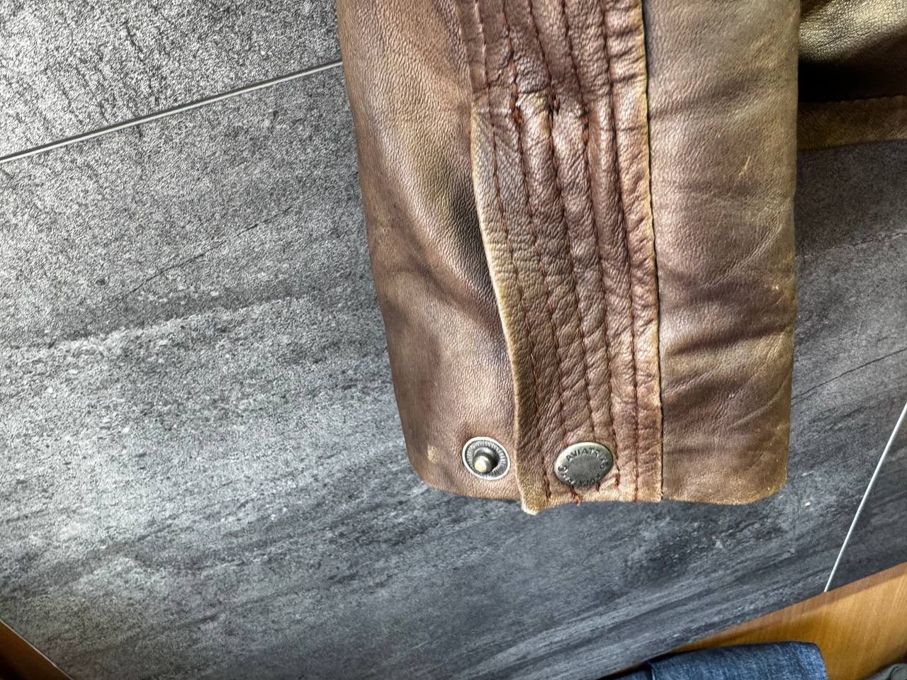 Genuine Leather Aviatrix Vintage Men's Brown Leather Bomber Biker Jacket Size US XXL / EU 58 / 5 - 6 Thumbnail