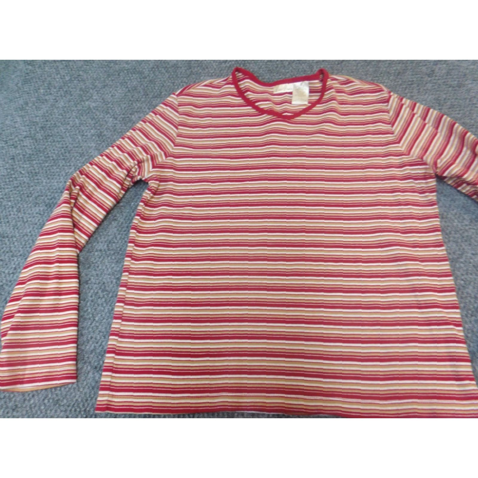 Vintage Bobbie Brooks Womens Sweater L Pullover V-Neck Red Striped Knit Acrylic Regular All Seasons Size L / US 10 / IT 46 - 3 Thumbnail