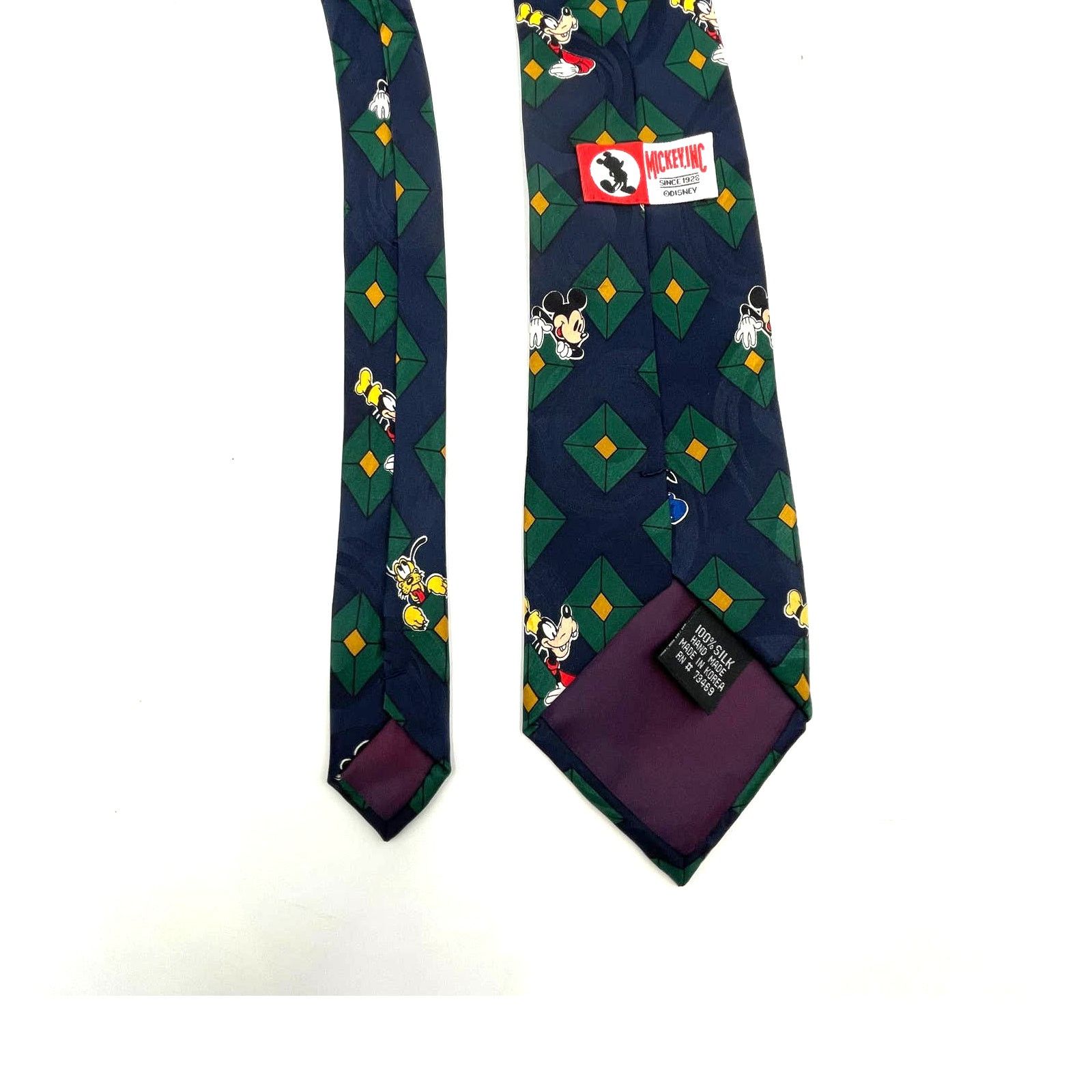 Disney Disney Mickey Inc Silk Tie Vintage 90s Neckwear Navy Blue Size ONE SIZE - 7 Thumbnail