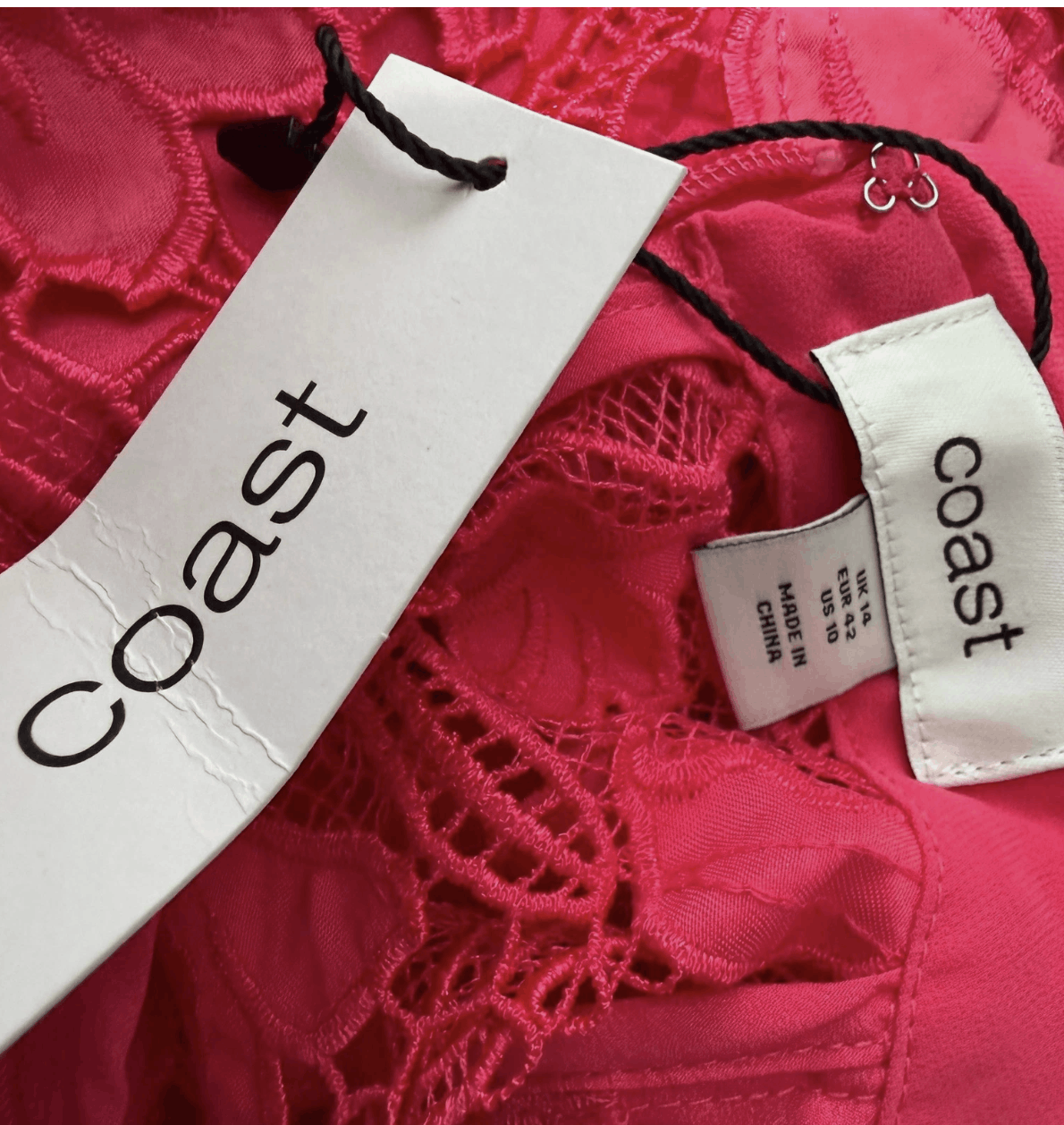 Other Coast Pink Lace Pleated Midi Dress Size L / US 10 / IT 46 - 8 Thumbnail