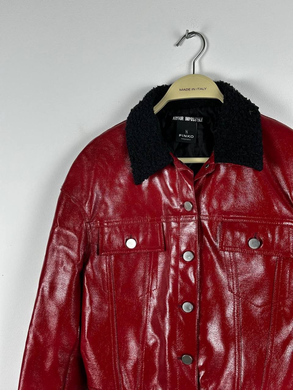Pinko Pinko Red Shine Fur Trim Cropped Jacket Made In Italy Size S / US 4 / IT 40 - 5 Thumbnail
