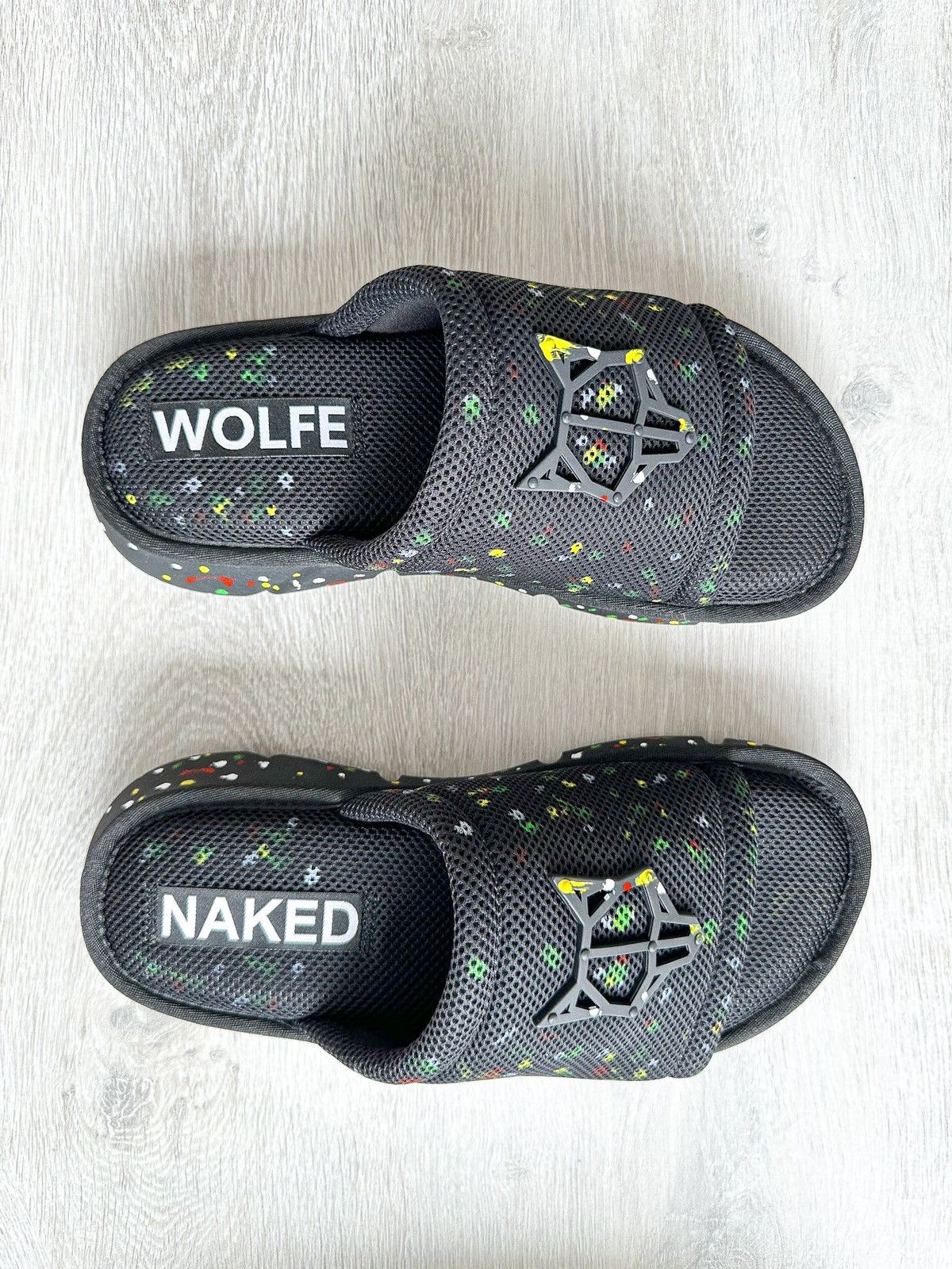 NAKED WOLFE NAKED WOLFE Black Wolfe Graffiti Army Mesh Sandals Slide Size US 7 / EU 40 - 3 Thumbnail