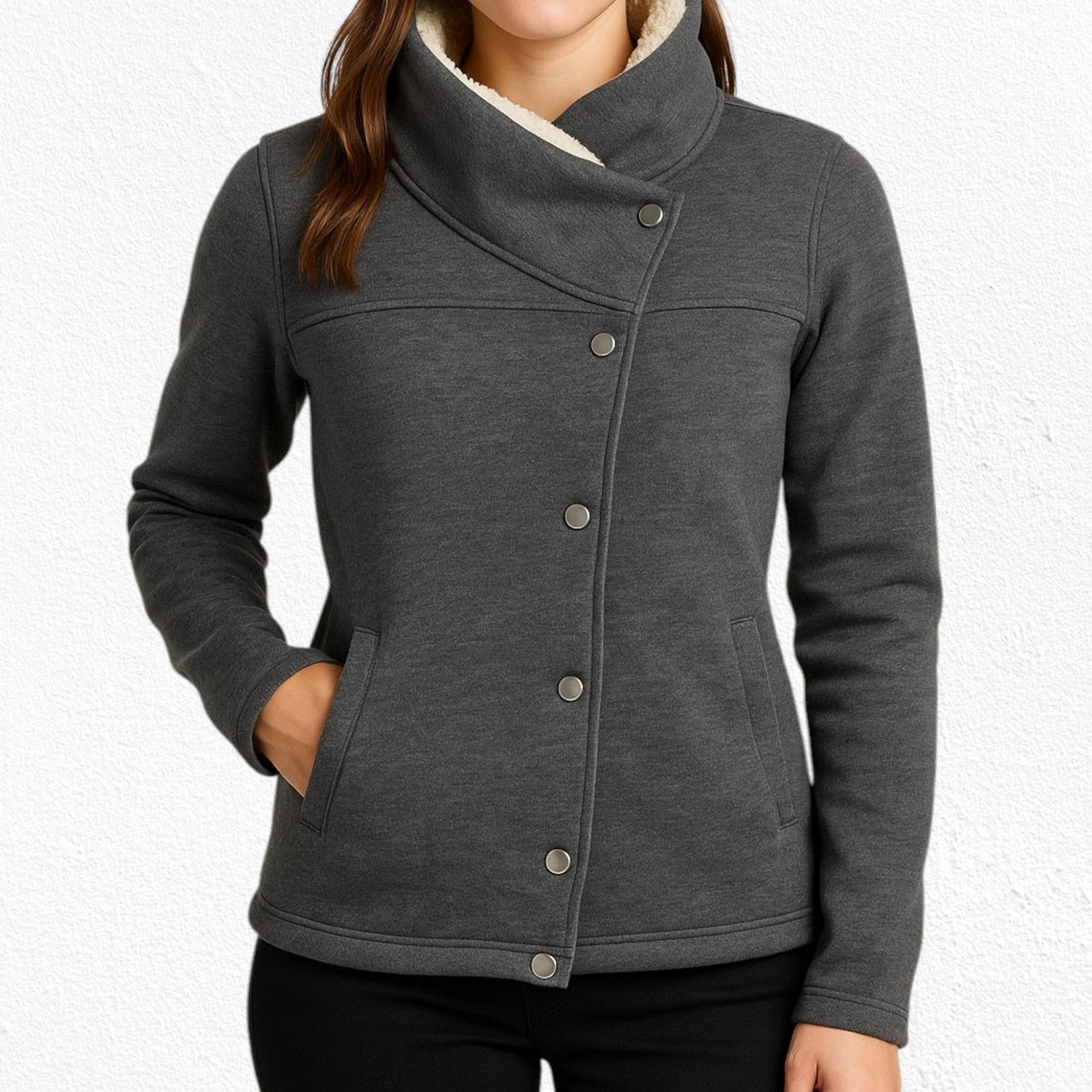 Columbia Columbia Gray Asymmetrical Fleece Sherpa Jacket Size Medium Size M / US 6-8 / IT 42-44 - 3 Thumbnail