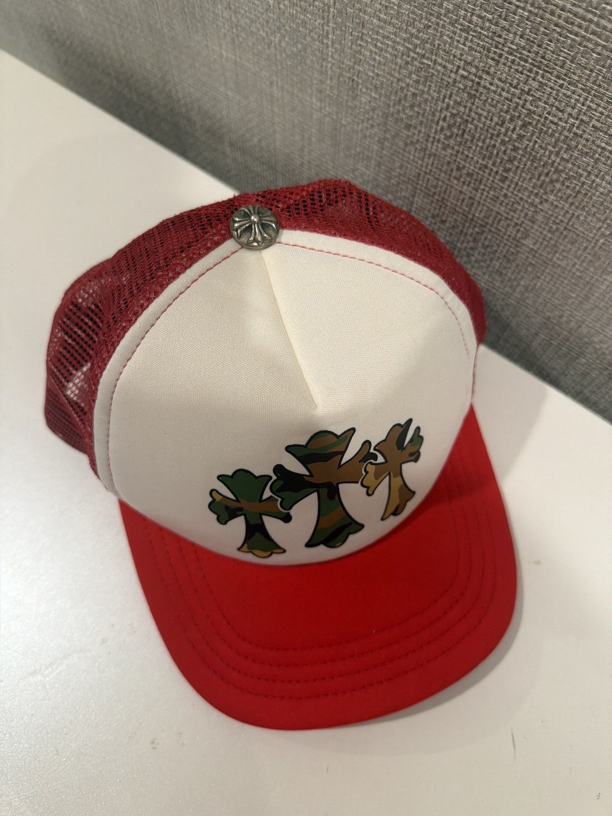 Chrome Hearts Chrome Hearts Camo Triple Cross Red Trucker Hat Size ONE SIZE - 3 Thumbnail