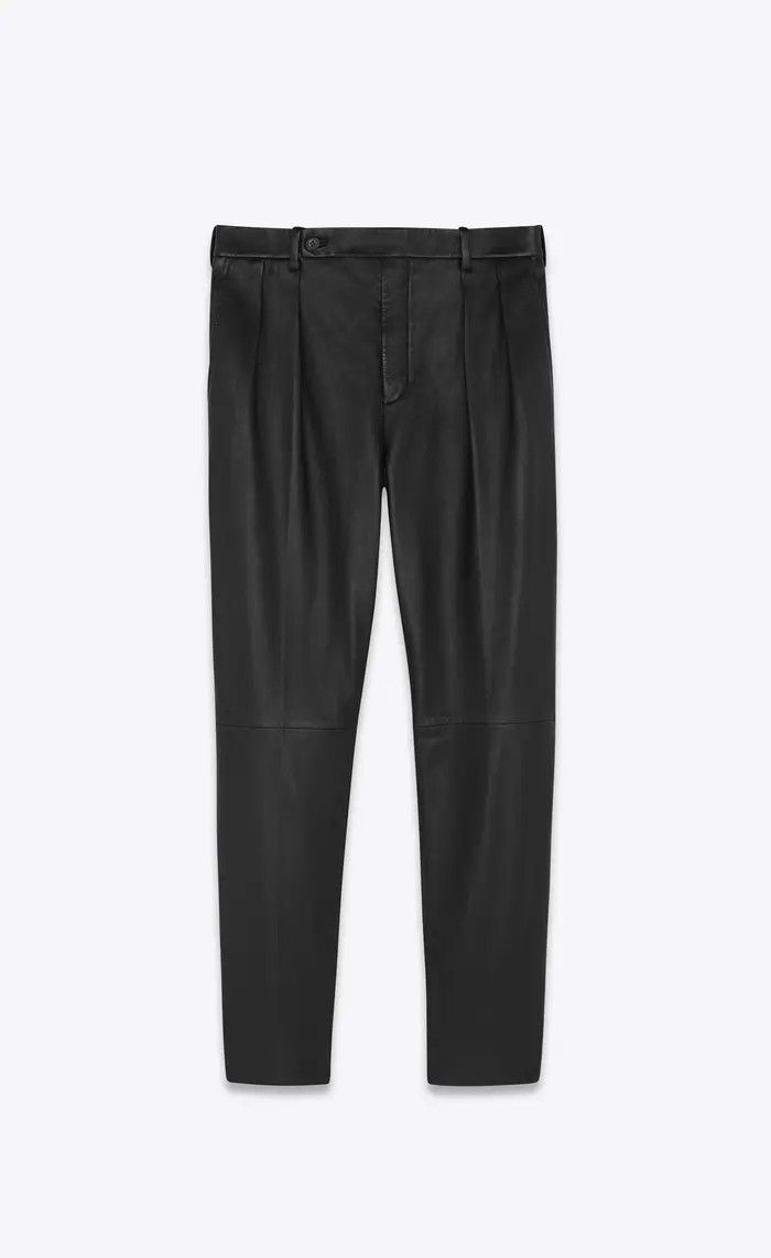 Saint Laurent Paris o1bcso1str1124 Pleated Pants In Drummed Lambskin in Black Size US 36 / EU 52 - 1 Thumbnail