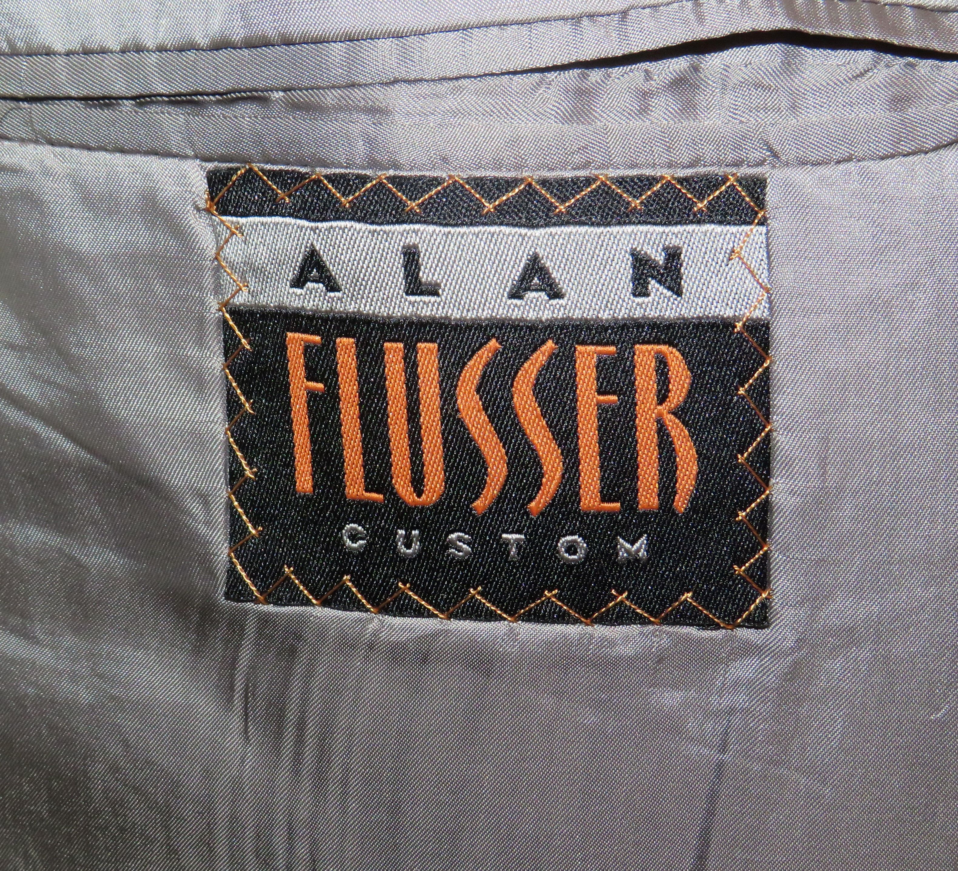 Alan Flusser Custom Made Gray Windowpane Two Button Suit 42L Size 42L - 18 Thumbnail