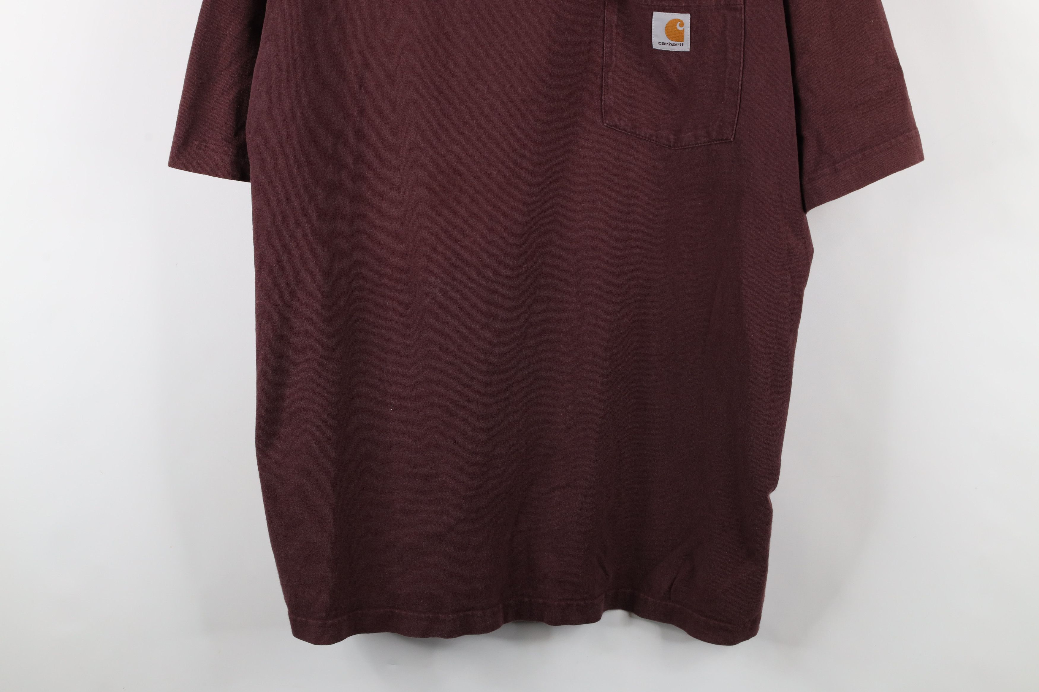 Carhartt × Vintage Vintage Carhartt Spell Short Sleeve Pocket T-Shirt Burgundy Size US XXL / EU 58 / 5 - 3 Thumbnail