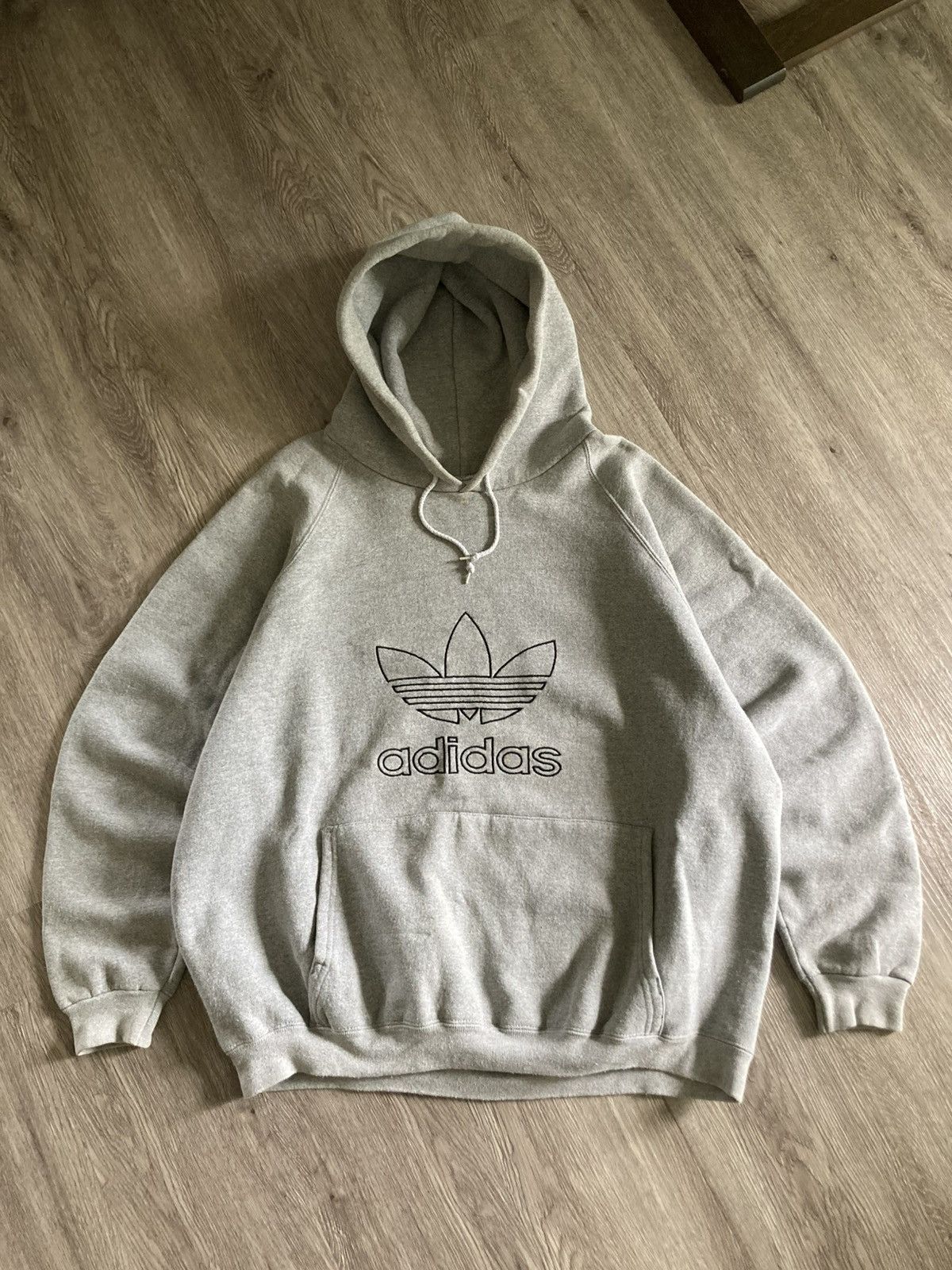 Adidas 1990s Adidas Trefoil Heavyweight Baggy Pullover Hoodie Size US L / EU 52-54 / 3 - 1 Thumbnail