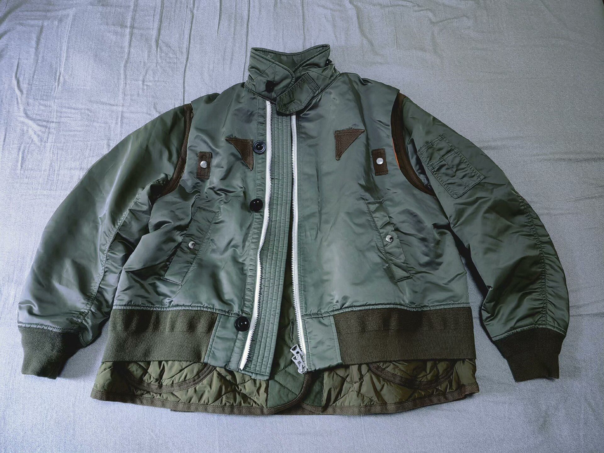 Sacai sacai nylon twill mix bomber jacket Size US M / EU 48-50 / 2 - 1 Thumbnail