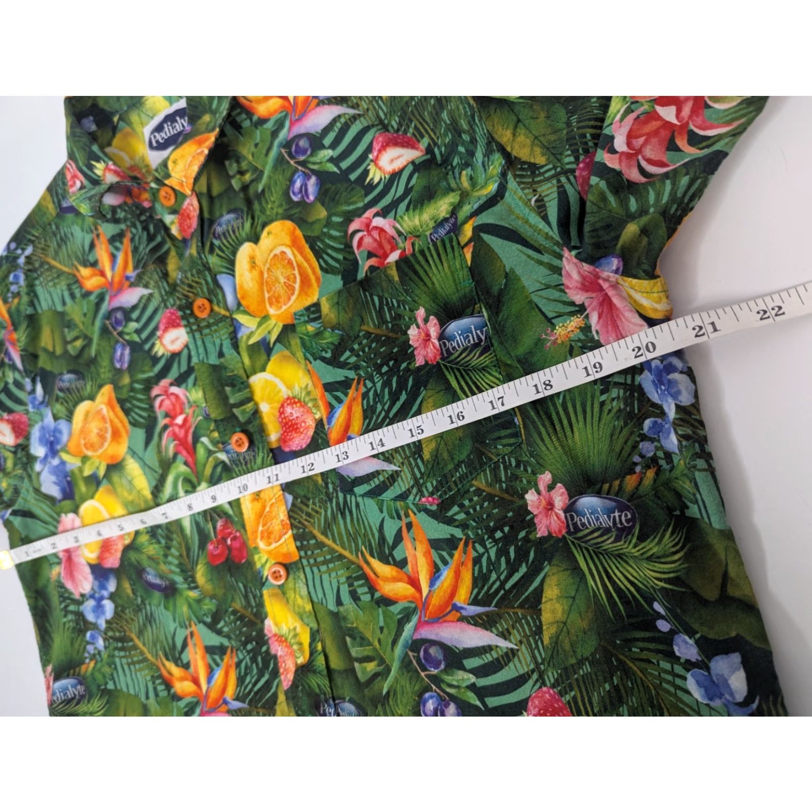 Vintage Pedialyte Tropical Print Button Up Shirt Short Sleeve Cotton Rayon Size M Green Floral Size US M / EU 48-50 / 2 - 5 Thumbnail