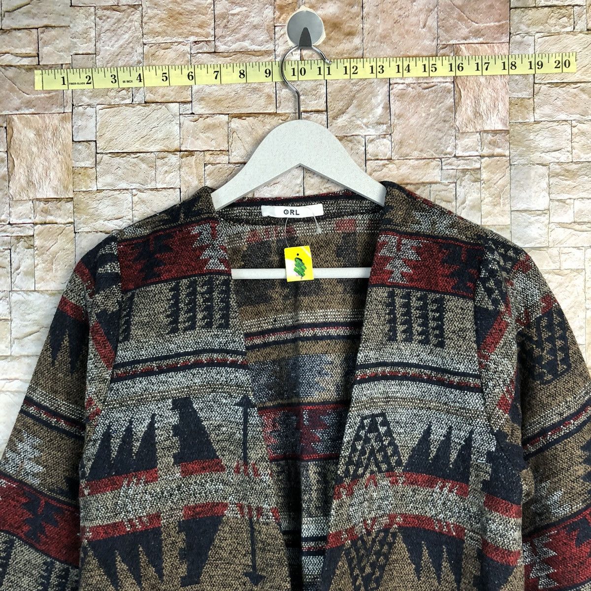 Homespun Knitwear GRL Brown Cardigan navajo art Knitwear #A264 Size US M / EU 48-50 / 2 - 4 Thumbnail