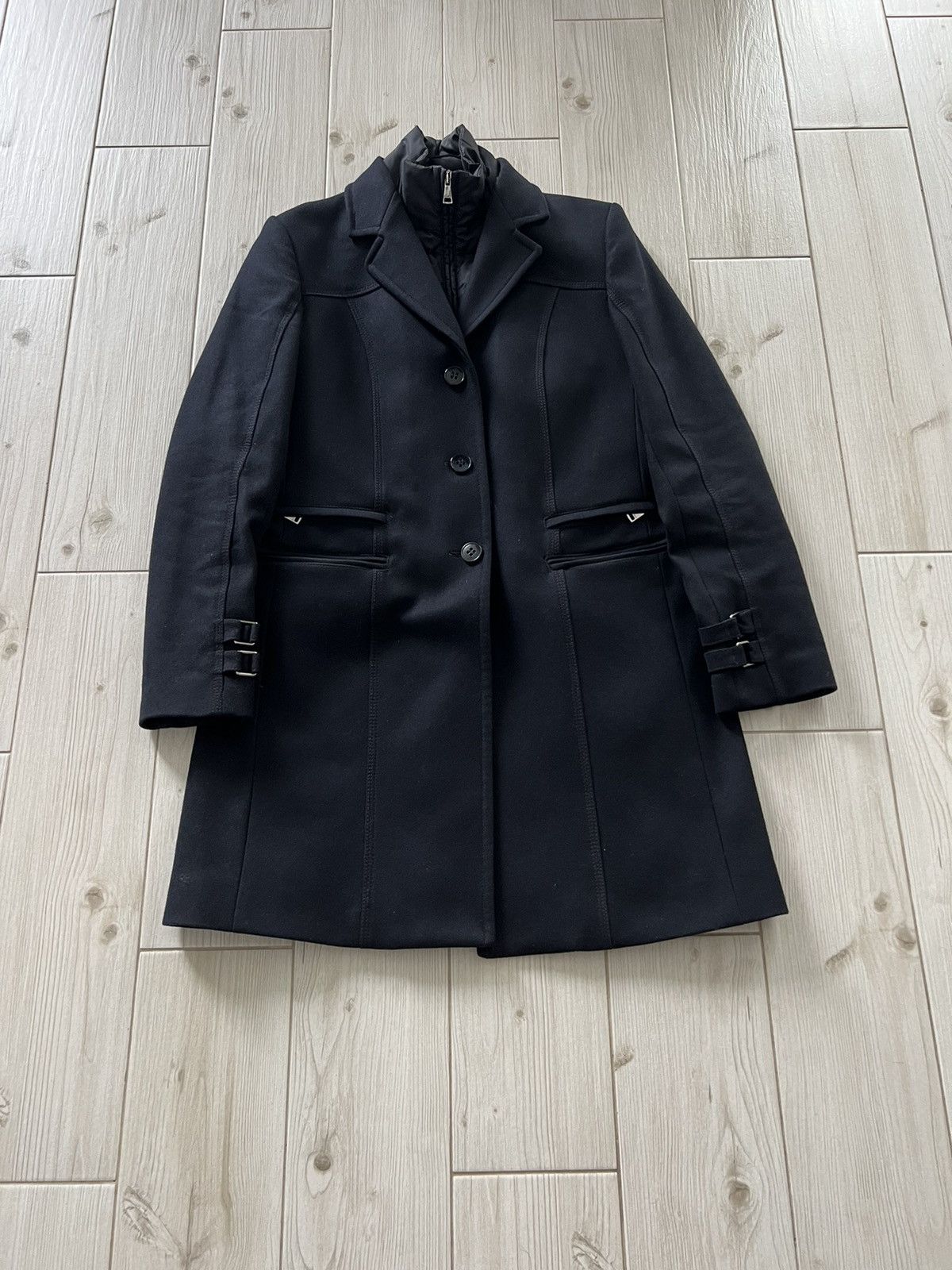 Other Mabrun Women’s Black Fitted Coat Wool Blend Jacket Removable Size M / US 6-8 / IT 42-44 - 4 Thumbnail
