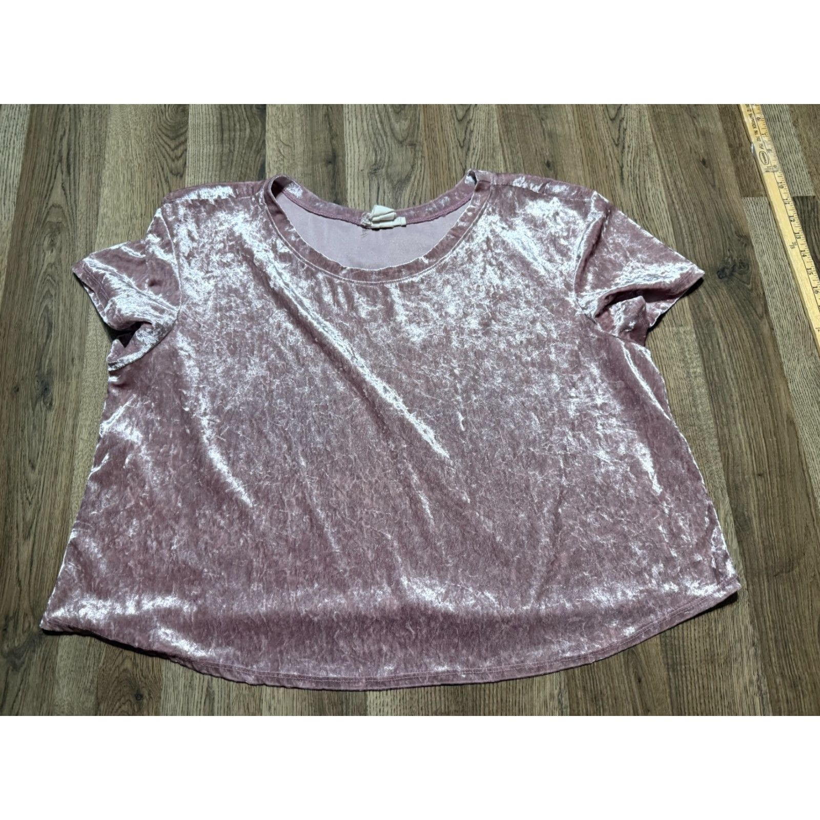 Vintage No Comment Shirt Women’s 2X Pink Velvet Short Sleeve Shirt Size XXL / US 16-18 / IT 52-54 - 2 Thumbnail