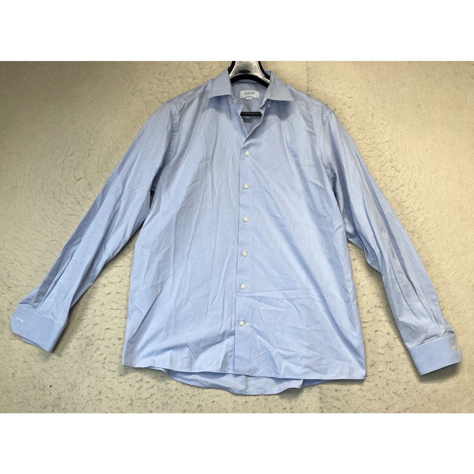 Eton Etón Shirt Mens XL Blue Long Sleeve Cotton Dress Shirt Business Casual Size 46R - 2 Thumbnail