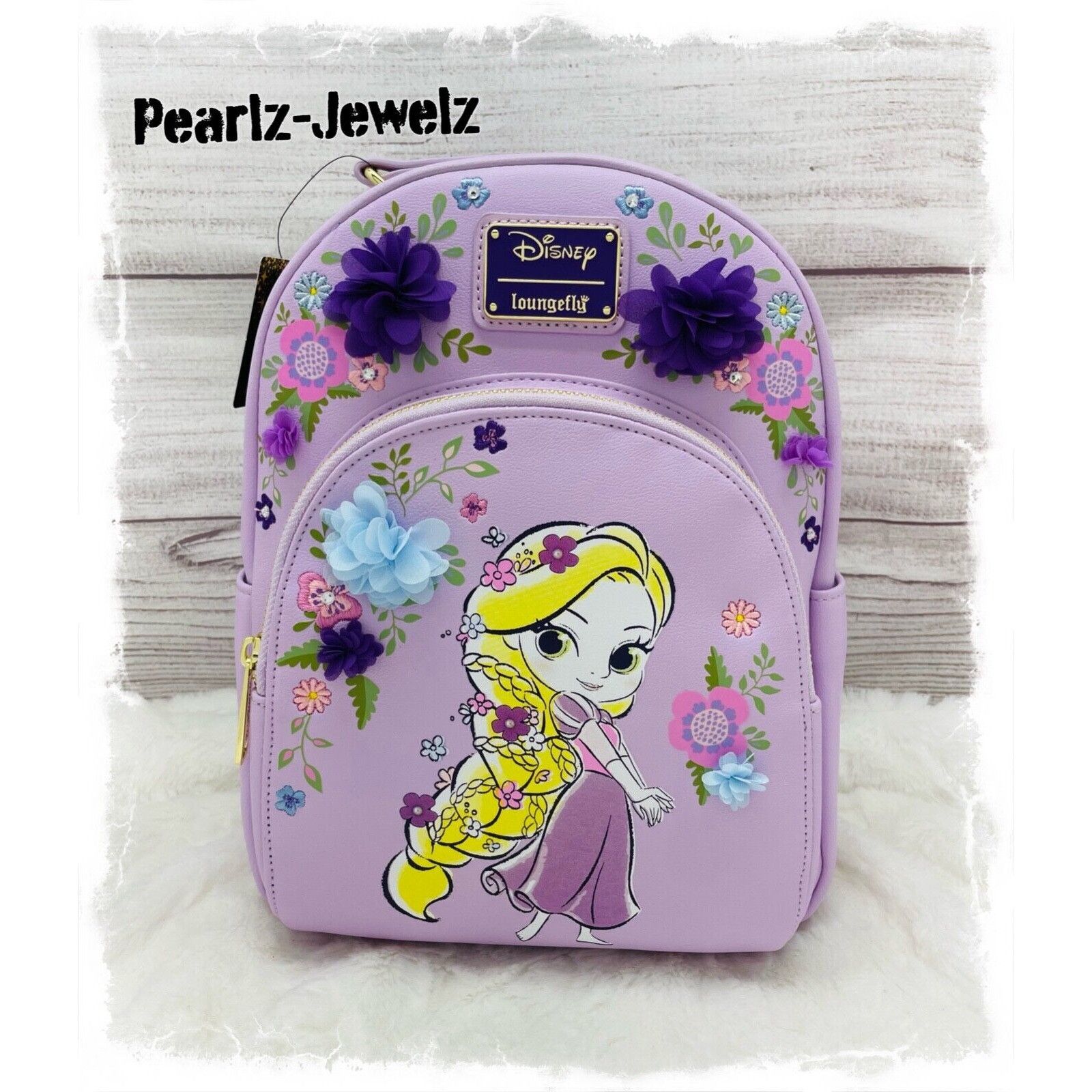 Loungefly Disney Rapunzel Tangled Chibi Chiffon Flowers 3D F