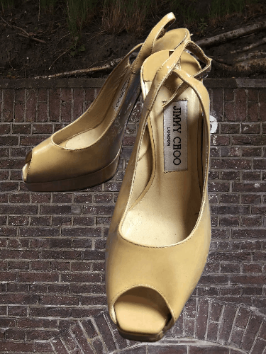 Jimmy Choo Jimmy Choo Heel Stiletto Slingback Platform Peep Leather Size US 5 / IT 35 - 1 Thumbnail