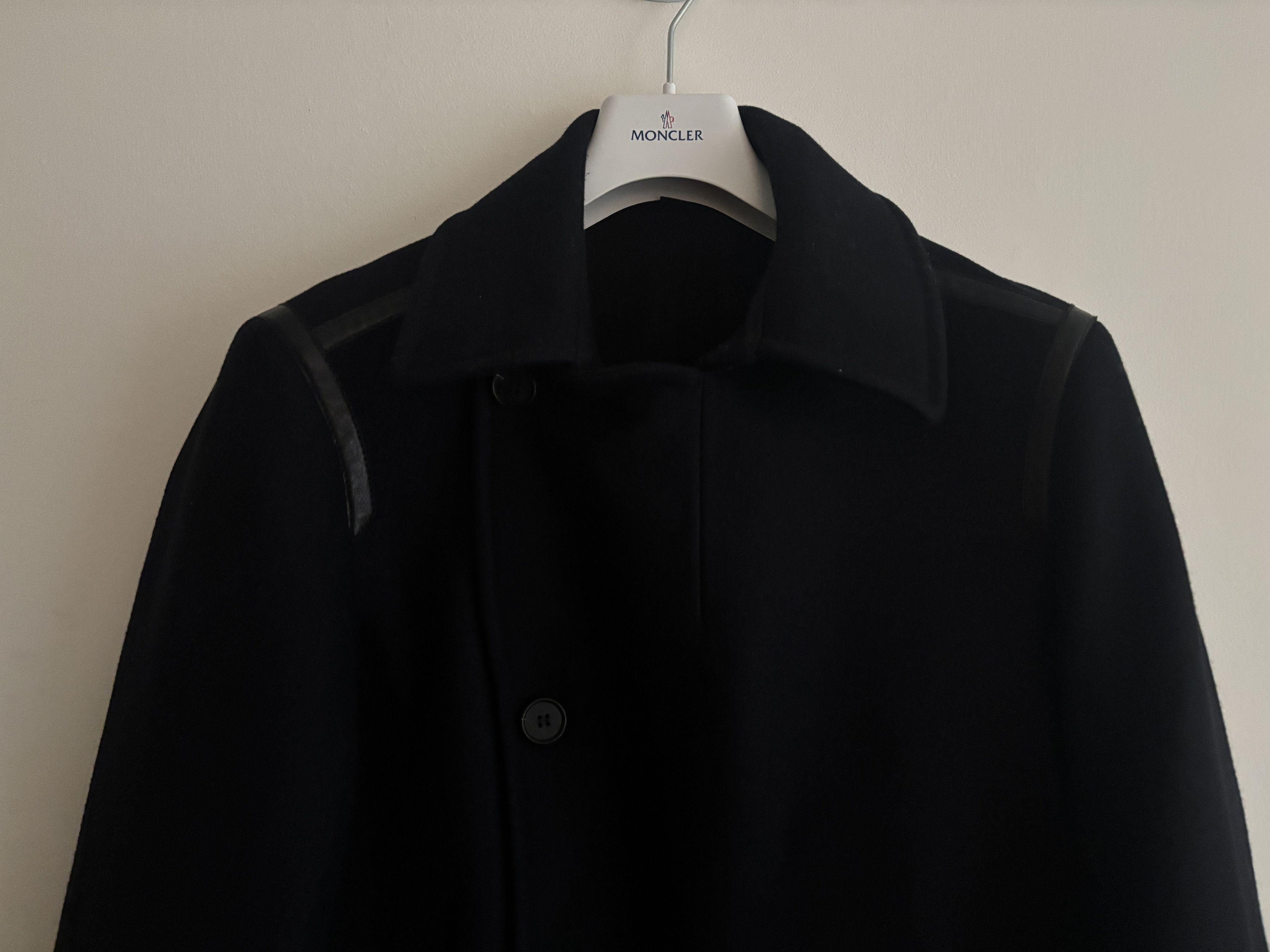 Allsaints $600 Salter Navy Wool Pea Coat Leather Trim- Medium Size US M / EU 48-50 / 2 - 3 Thumbnail