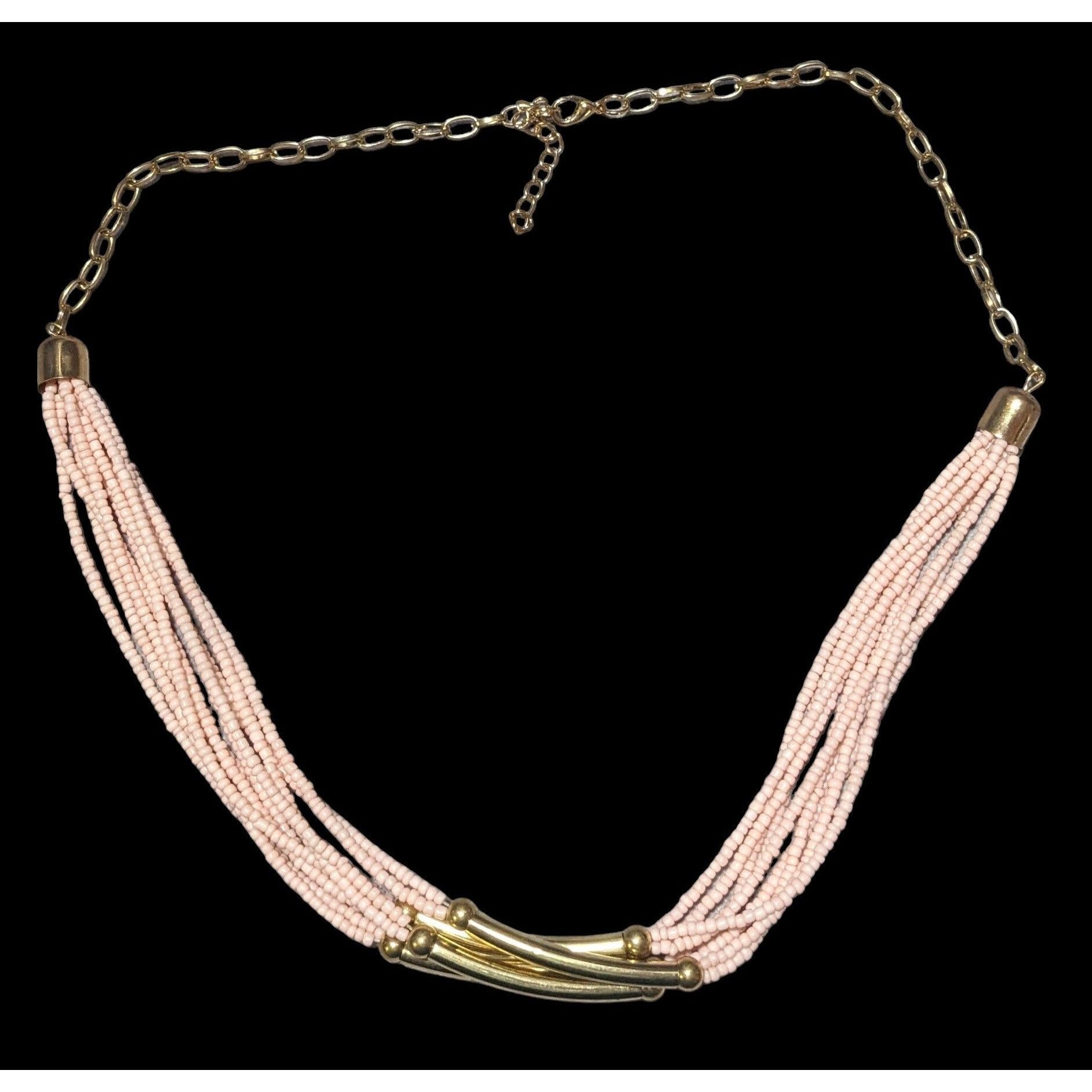 Other Pink And Gold Retro Multilayer Beaded Necklace Size ONE SIZE - 2 Thumbnail