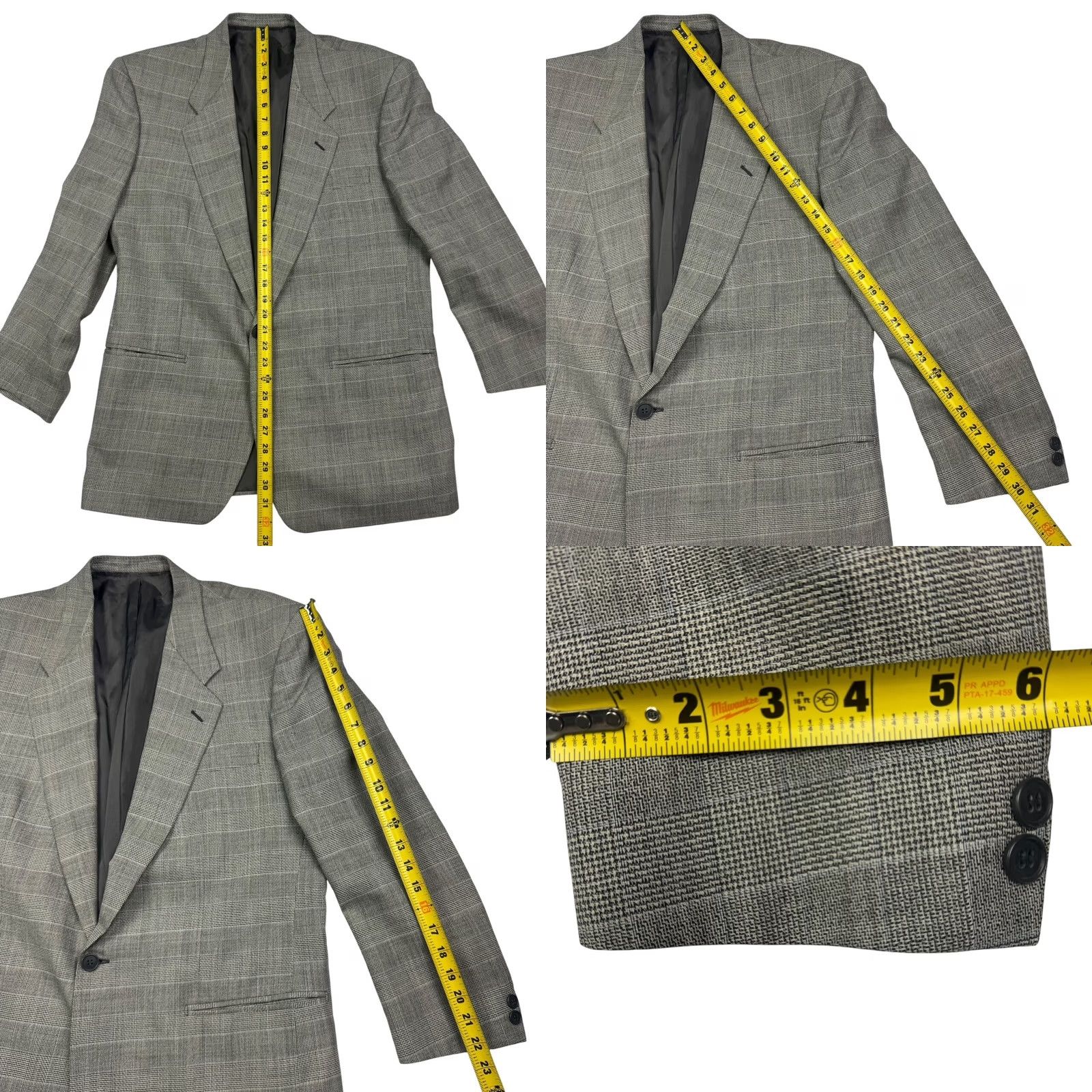 Lubiam Lubiam Men’s Wool 1-Button Blazer Jacket Gray Italy 42 R Blazer Wool Notch 2 Button Sleeves Regular Plaid Mens Size 42R - 8 Thumbnail