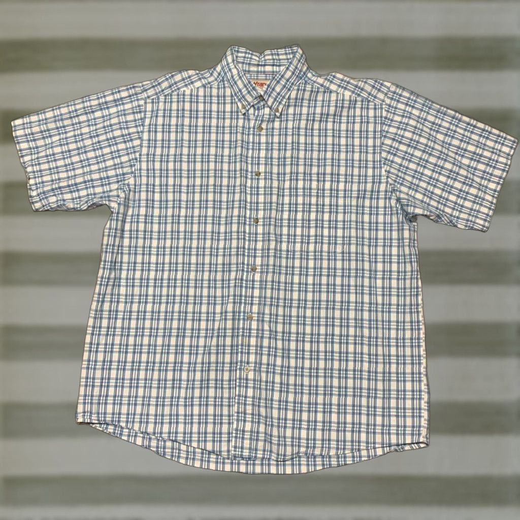 Wrangler Wrangler Western Shirt Short Sleeve Mens 2XL Blue White Plaid Button Down Size US XXL / EU 58 / 5 - 1 Thumbnail