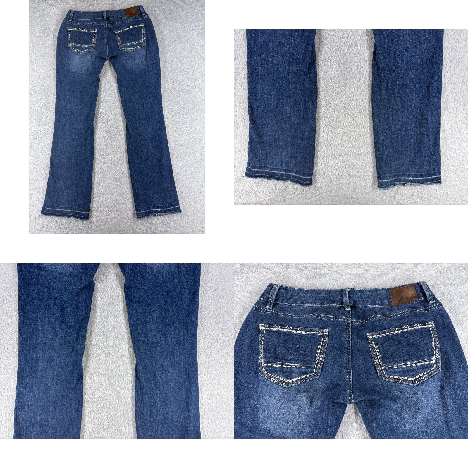 Vintage Maurices Jeans Women 9 Blue Denim Flared Low Rise 31x32 Cotton 5-Pocket Zipper Embellished Distressed Denim Jeans Women's Vintage No Size 30" / US 8 / IT 44 - 9 Thumbnail