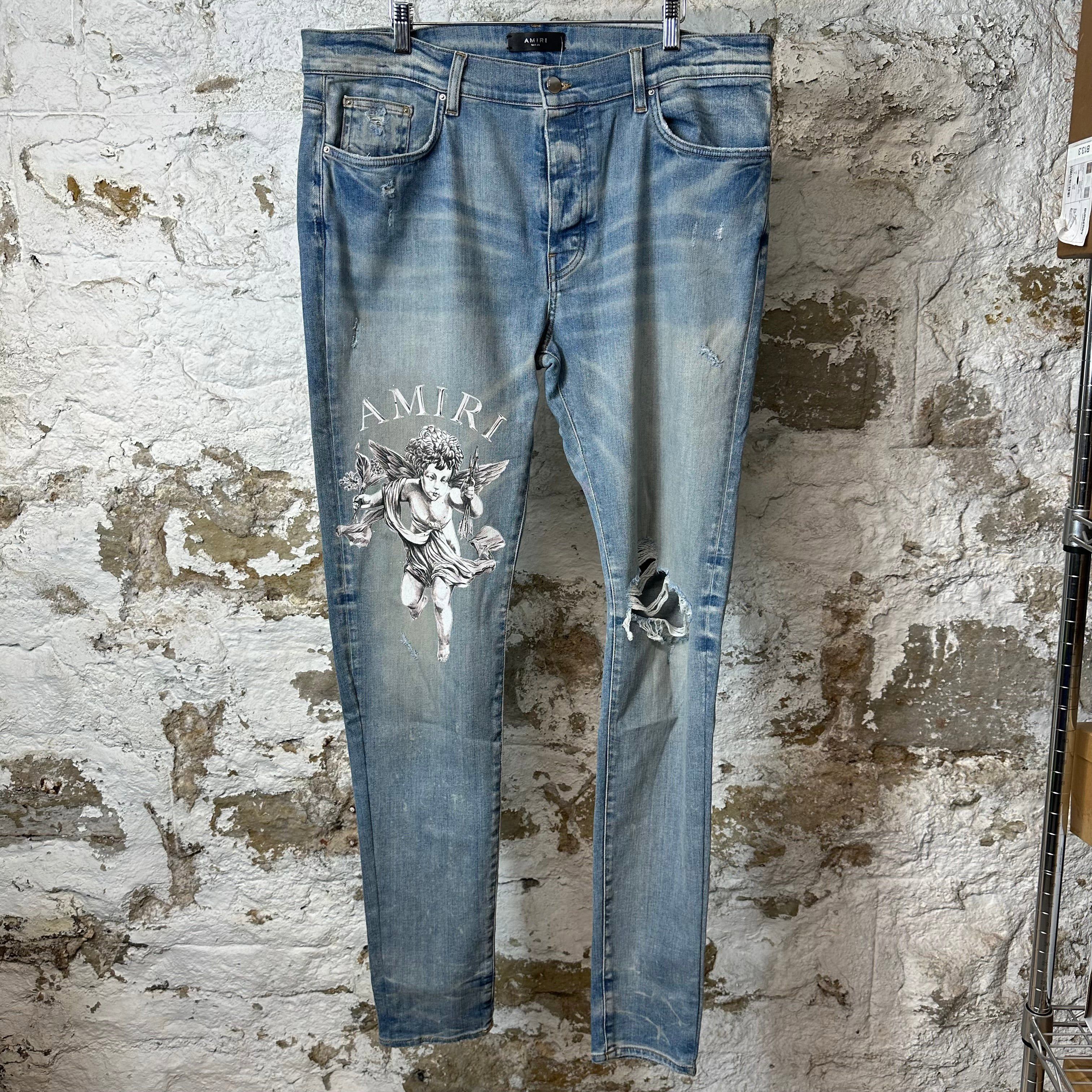 Amiri Amiri Cherub Angel Logo Blue Denim Jeans Sz 38 Size US 38 / EU 54 - 1 Thumbnail