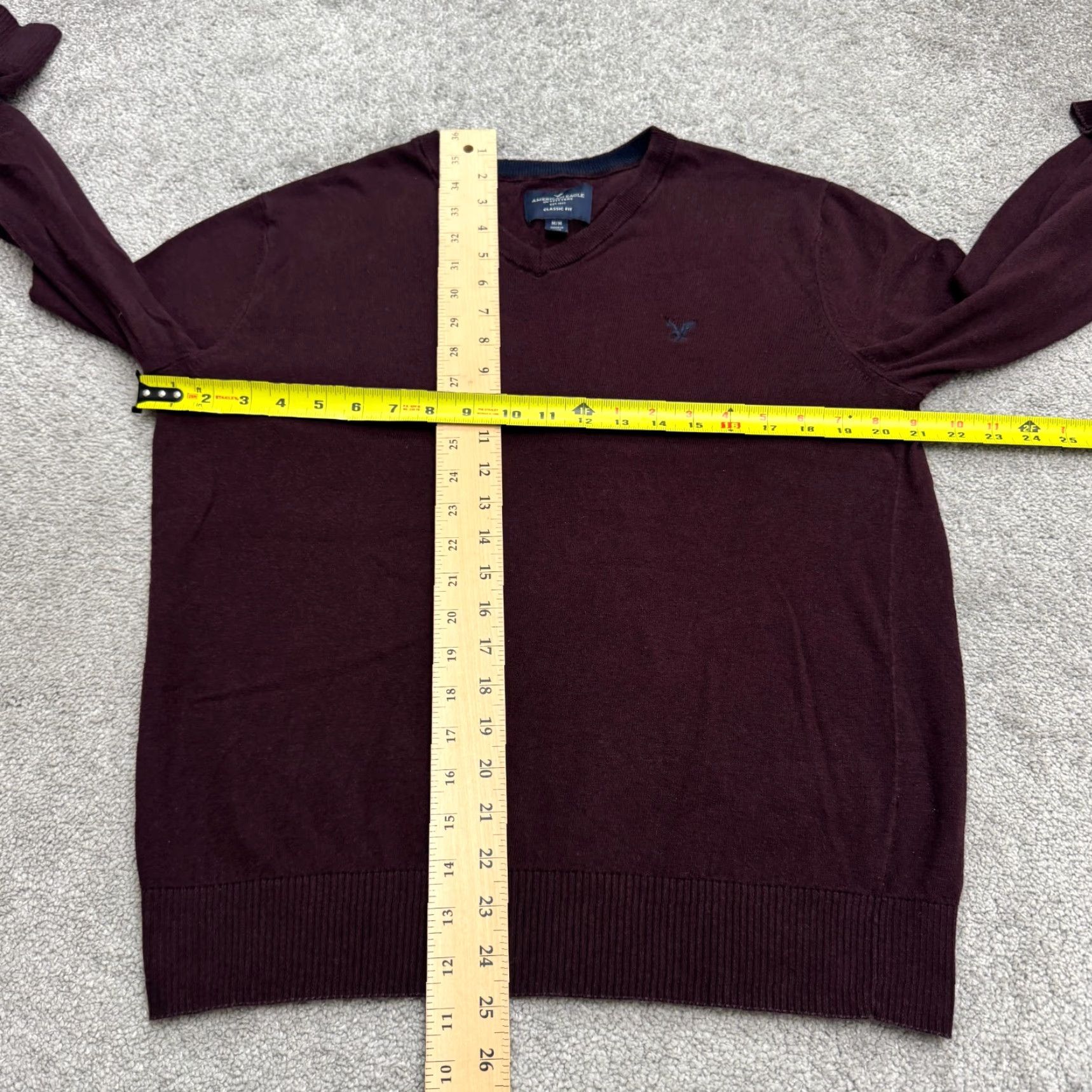 American Eagle Outfitters American Eagle Outfitters Sweater Shirt Mens M V-Neck Knit Pullover Maroon Red Solid Classic Preppy Knitwear Casual Scarf? Size US M / EU 48-50 / 2 - 7 Thumbnail