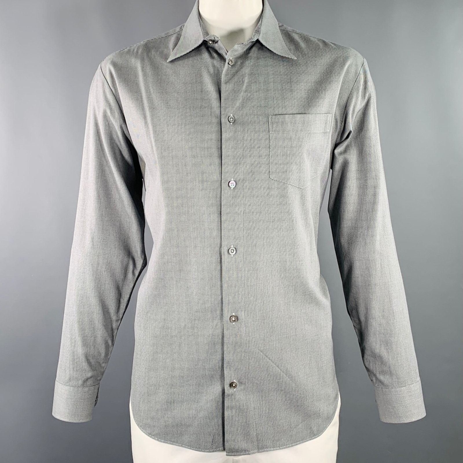 Armani Collezioni Size XL Black White Cotton Zig Zag Long Sleeve Shirt Size US XL / EU 56 / 4 - 1 Thumbnail