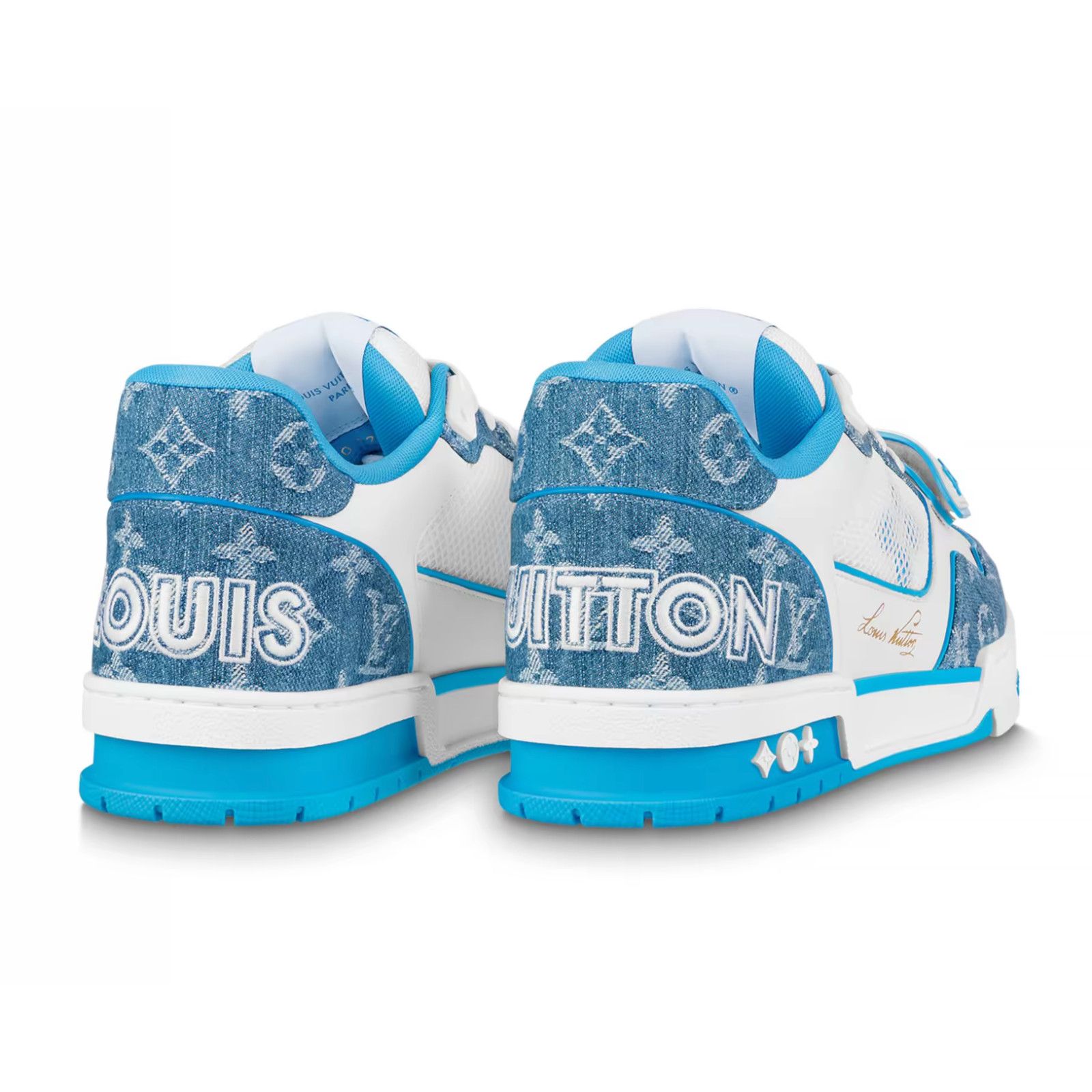 Louis Vuitton Louis Vuitton Denim Blue Monogram White LV Low Top Size US 10 / EU 43 - 16 Thumbnail