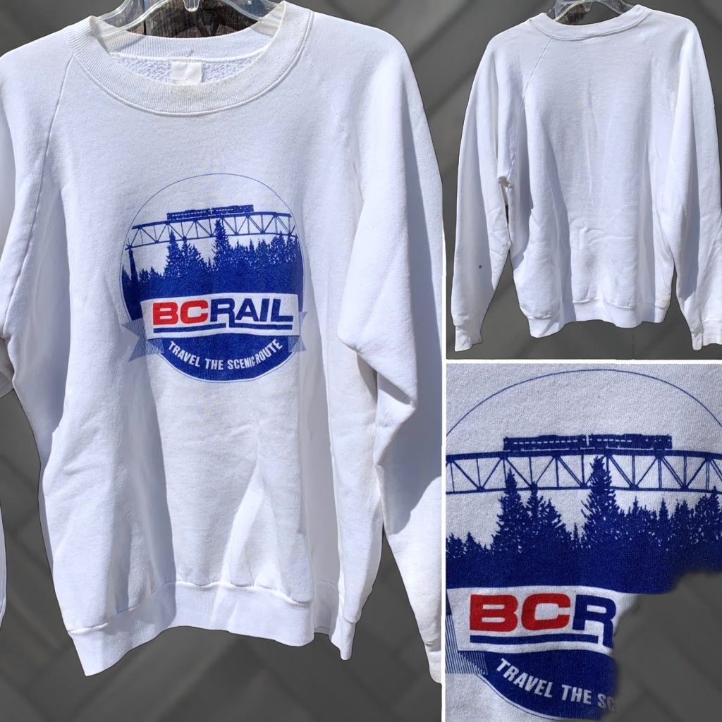 Vintage VINTAGE BC RAIL Sweatshirt Travel The Scenic Route Men L White Graphic Print Clothing Regular Sweatshirt Mens Size US L / EU 52-54 / 3 - 1 Thumbnail