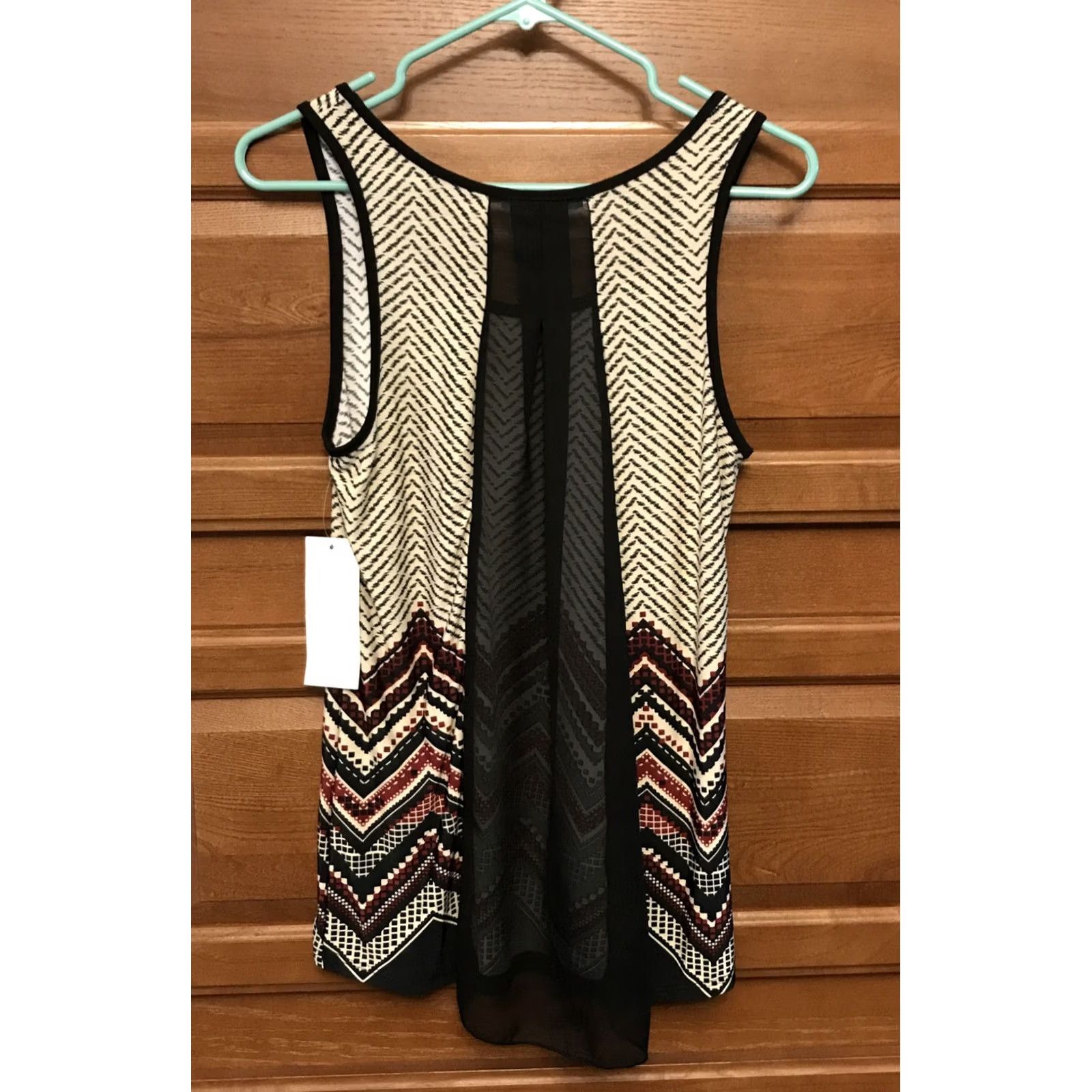 Vintage NWT Julie’s Closet SMALL black print Tunic Tank Top sheer back new 690 Size S / US 4 / IT 40 - 2 Thumbnail