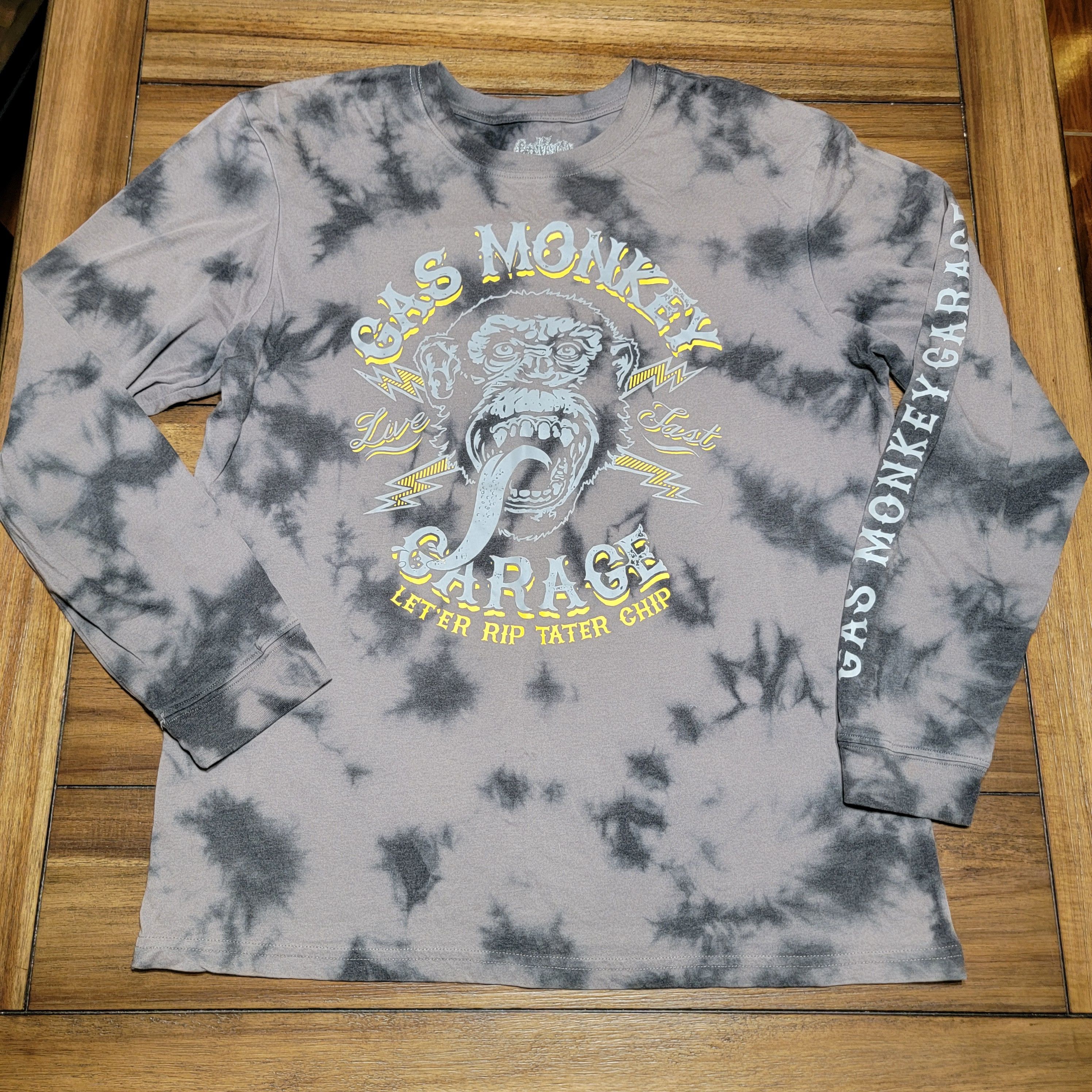 Other Gas Monkey LS Black/Grey Tie Dye Unisex Tee - Size Large Size US L / EU 52-54 / 3 - 1 Thumbnail