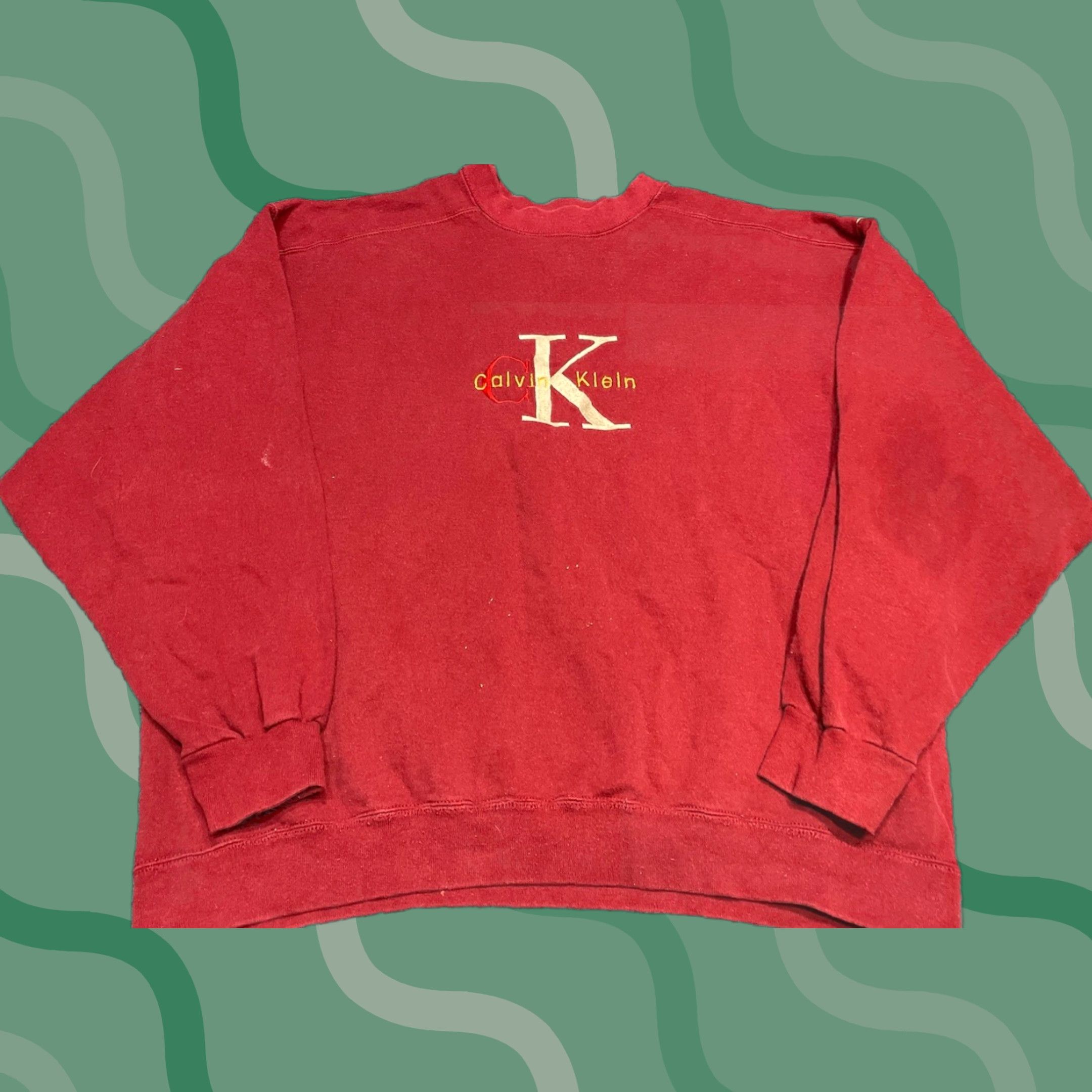 Calvin Klein VTG Calvin Klein Embroidered Logo Crewneck Sweatshirt XL Maroon Unisex Adults 90s CK Logo Vintage Sweatshirt Pullover Knit Cotton Blend G1 Size US XL / EU 56 / 4 - 1 Thumbnail