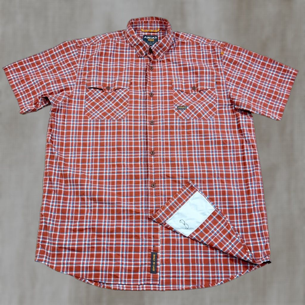Ariat Ariat Shirt Men Large Orange Plaid Rebar Button Up Workwear Pockets Casual Adult Size US L / EU 52-54 / 3 - 1 Thumbnail