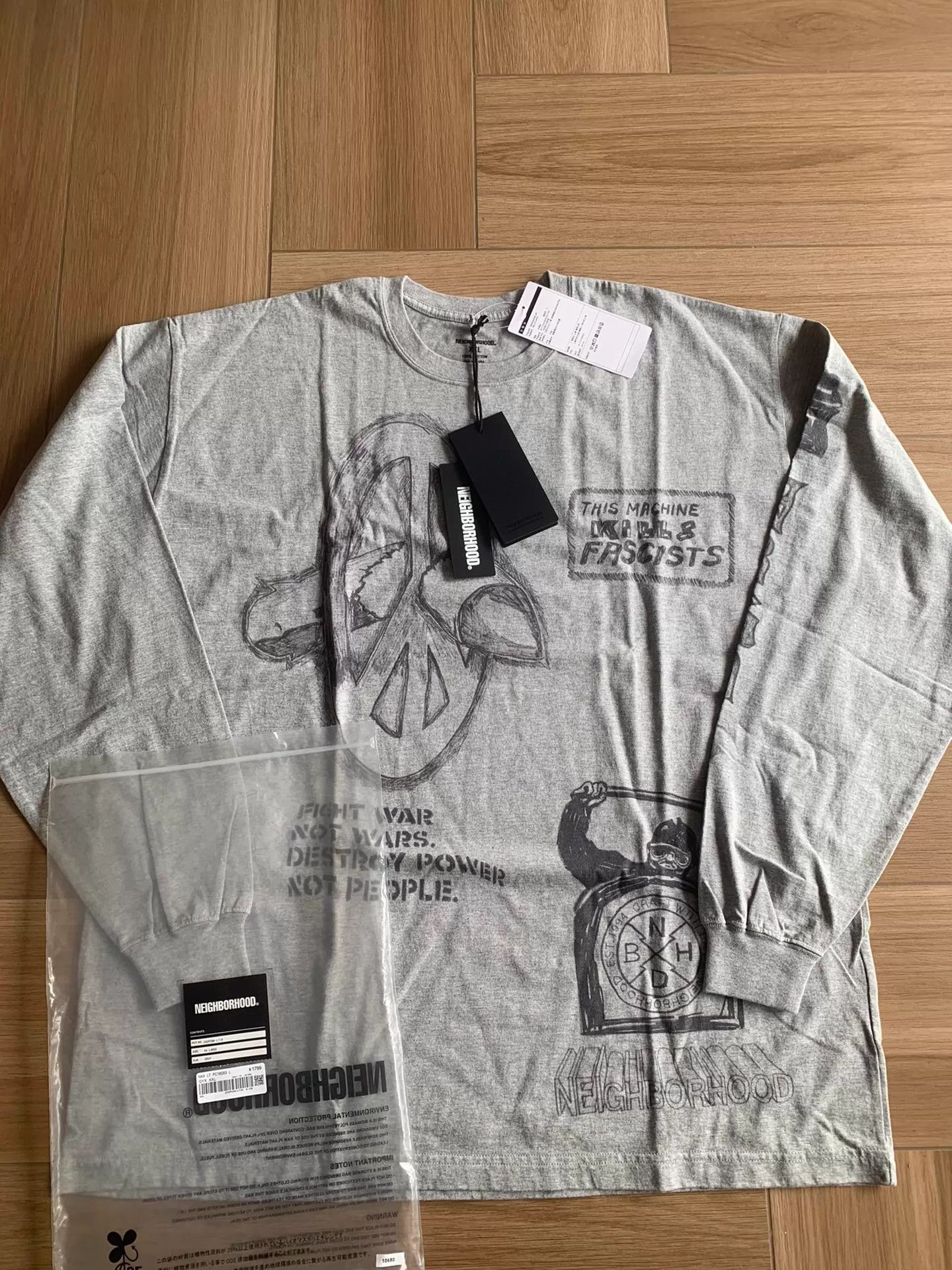 Neighborhood NEIGHBORHOOD LS18 Letter Print Gray TEE XXL Unisex Size US XXL / EU 58 / 5 - 1 Thumbnail