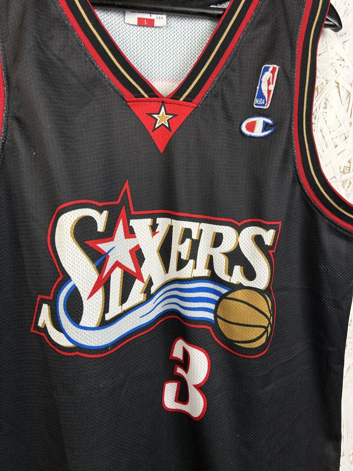 Champion 90s Vintage 76ers Iverson #3 1997/00 Away Kit NBA Jersey Size US L / EU 52-54 / 3 - 2 Thumbnail