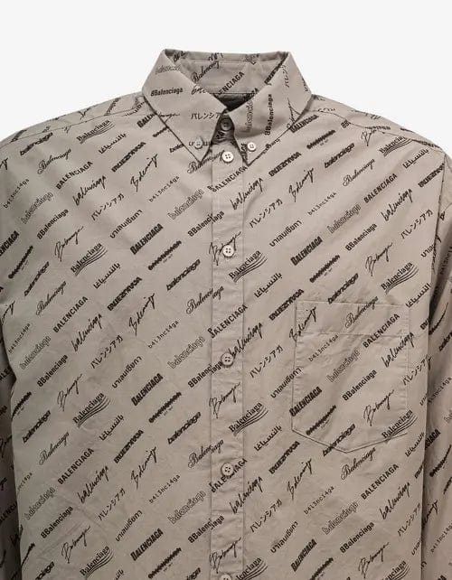 Balenciaga Balenciaga Beige Logomania All-Over Shirt SIZE 39 Size US M / EU 48-50 / 2 - 3 Thumbnail
