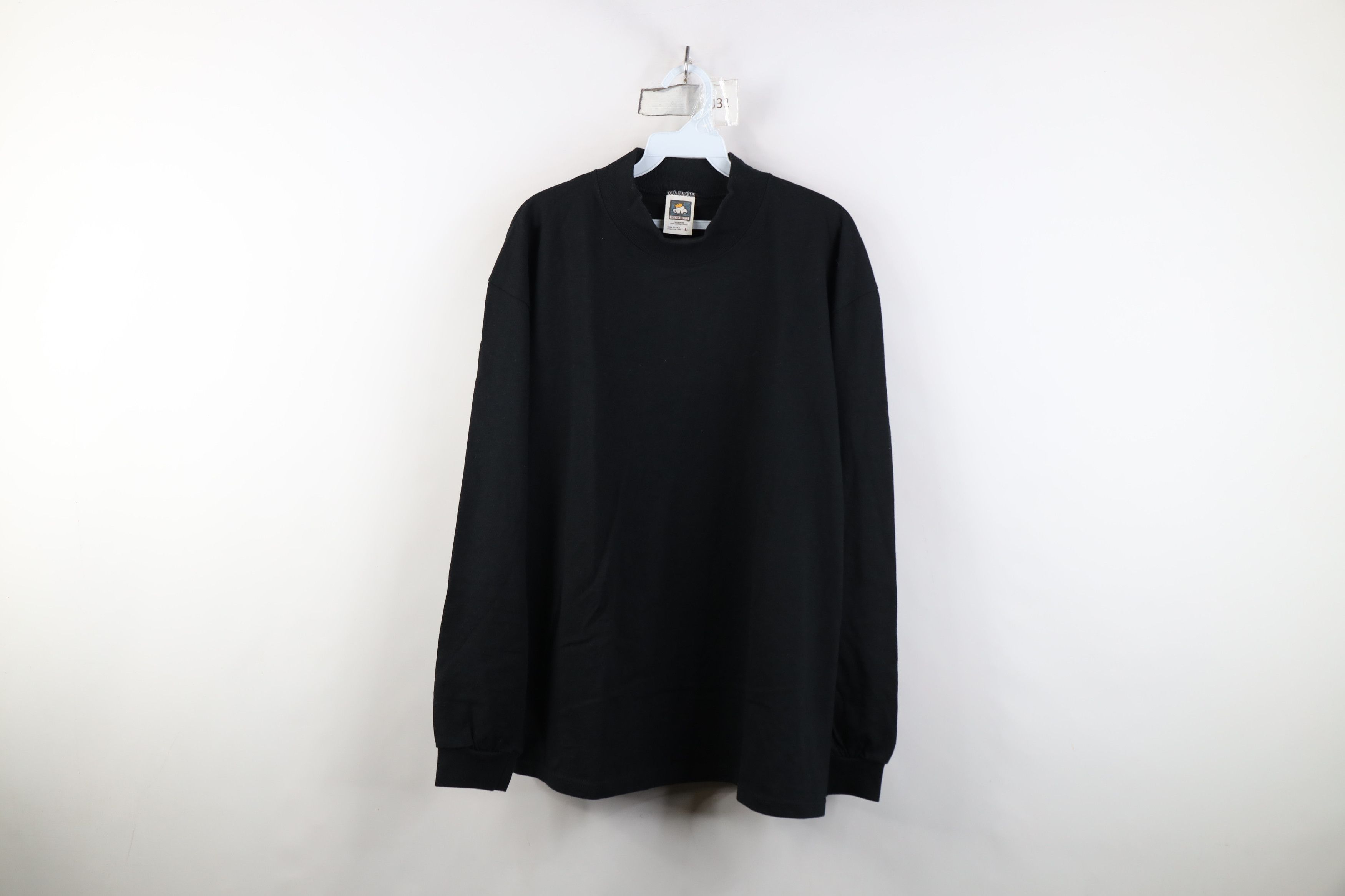 Vintage 90s Streetwear Cotton Mock Neck T-Shirt Black USA
