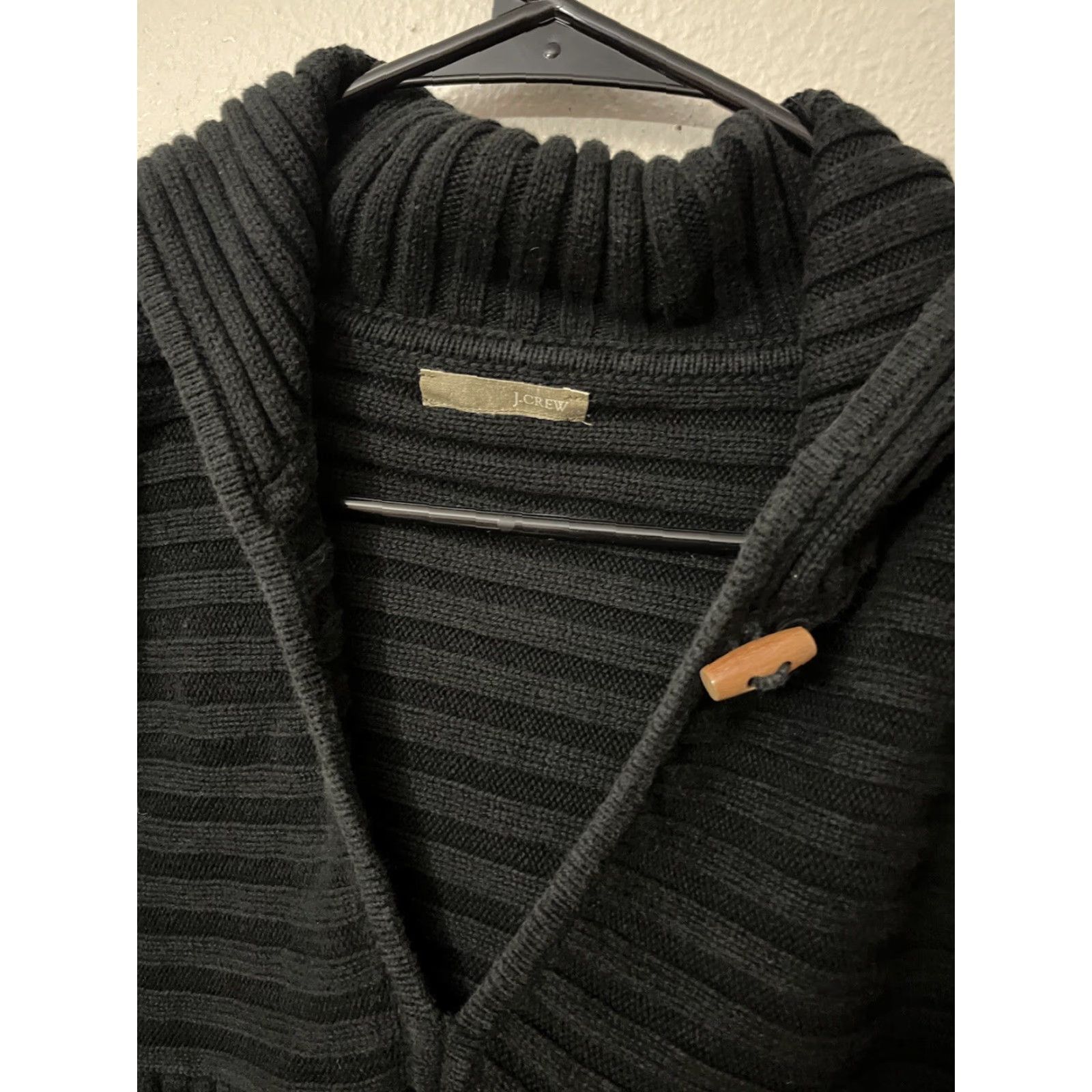 J.Crew J.CREW Pullover Hoodie Small Ribbed Heavy Black Solid V Neck Women Shirt/Hoody (Size S) Regular Knit Season: All 4 Size S / US 4 / IT 40 - 3 Thumbnail
