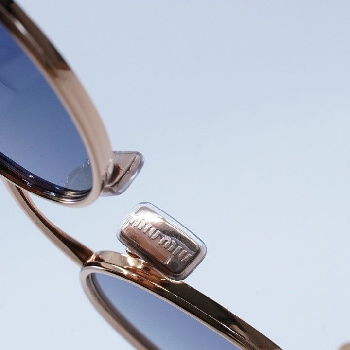 Miu Miu Miu Miu MU52YS ZVF1V1 Sunglasses Pink Gold Oval Frame Size ONE SIZE - 5 Thumbnail
