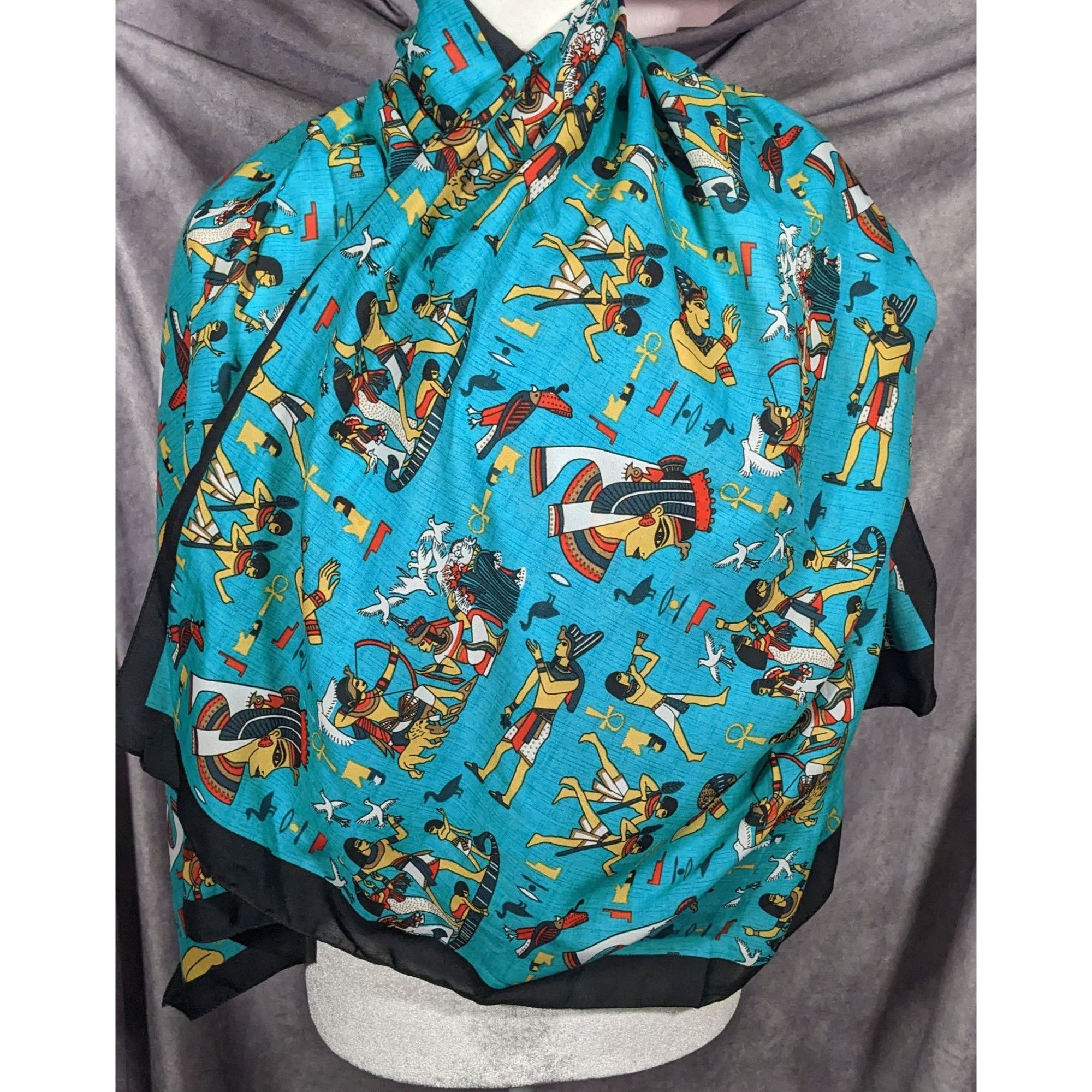 Other Vintage Teal Egyptian Souvenir Ehab Scarf Size ONE SIZE - 10 Thumbnail