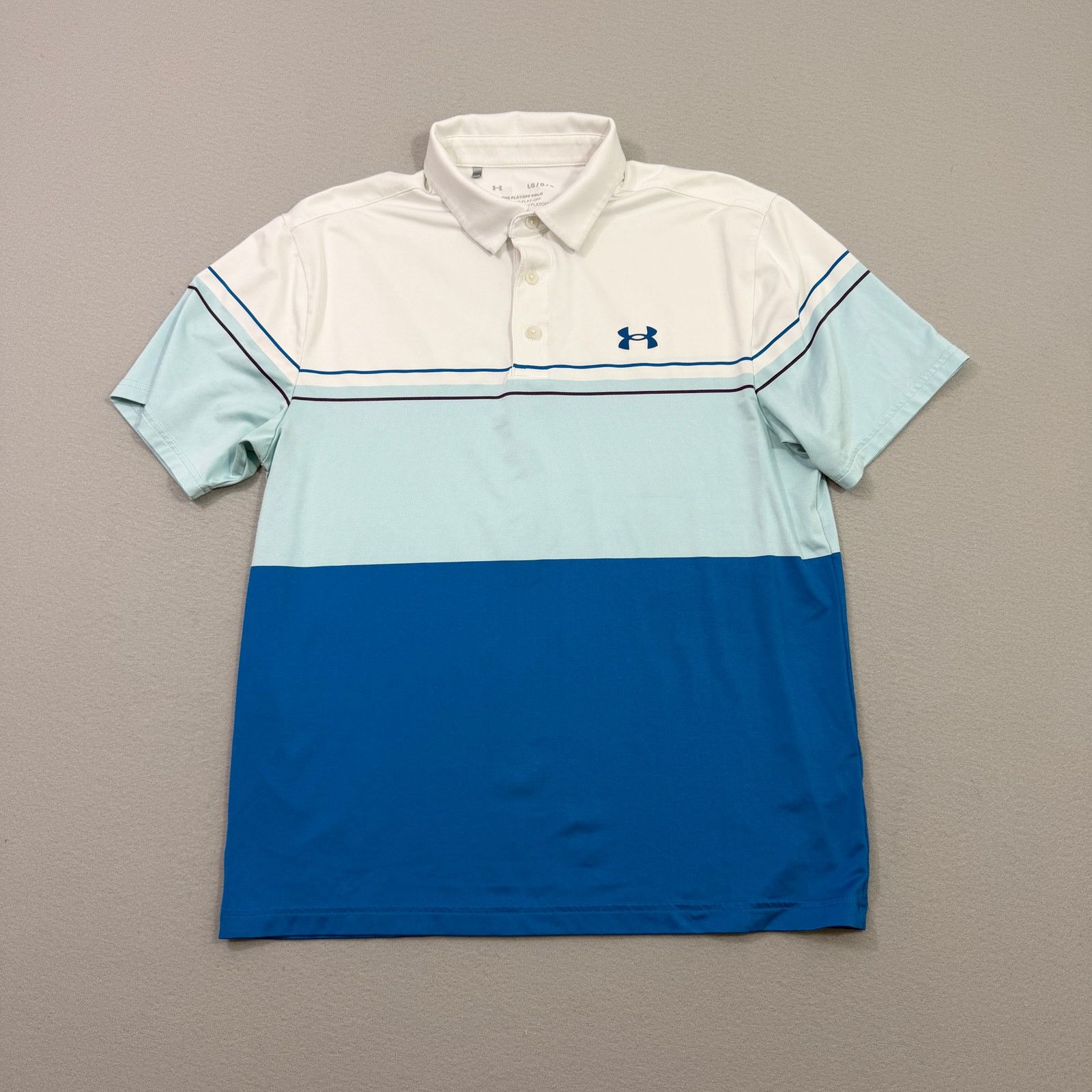 Under Armour Under Armour The Playoff Polo Shirt Mens Large White Blue Size US L / EU 52-54 / 3 - 1 Thumbnail