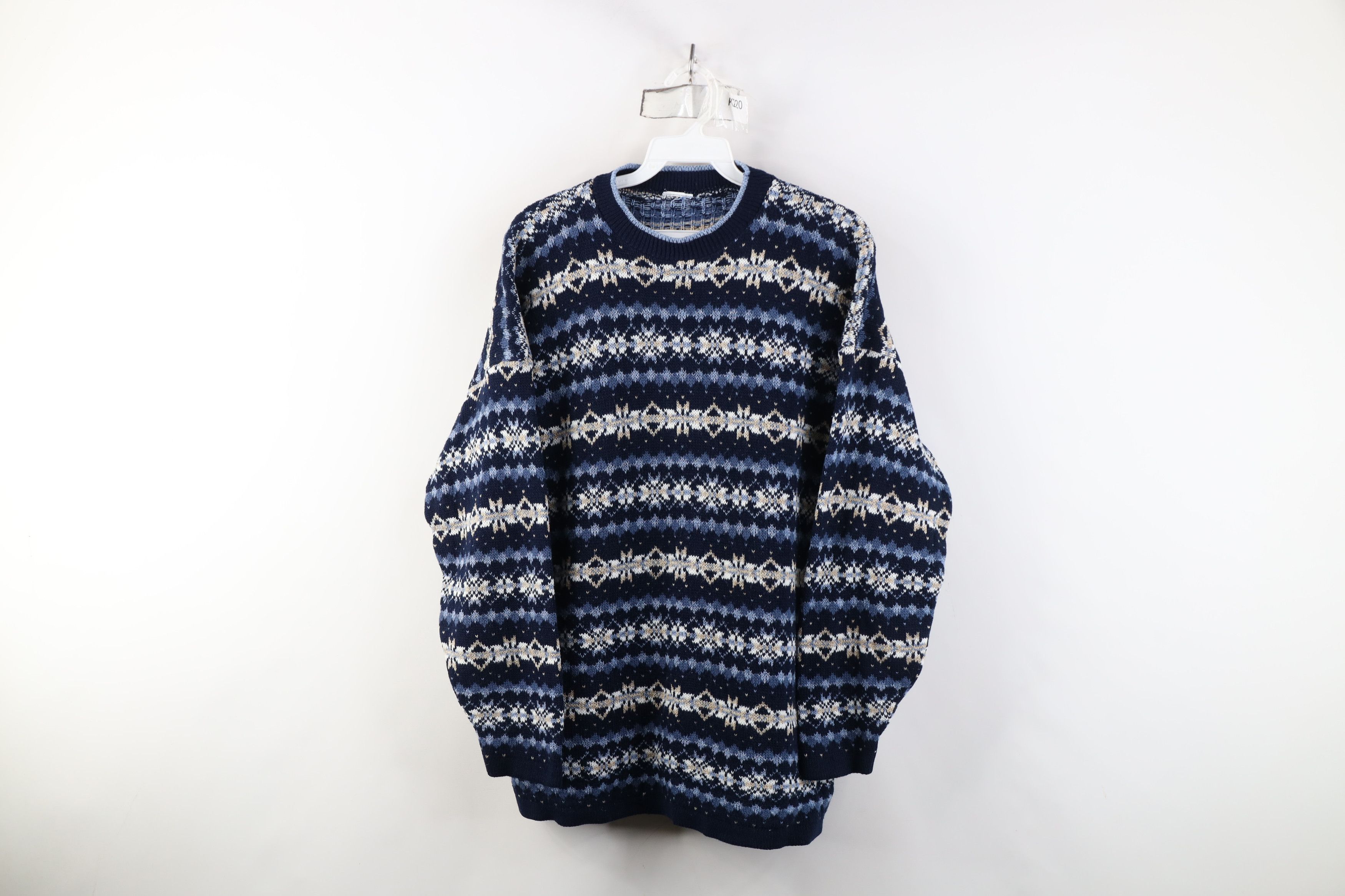Vintage Vintage 90s Streetwear Fair Isle Knit Crewneck Sweater Size L / US 10 / IT 46 - 1 Thumbnail