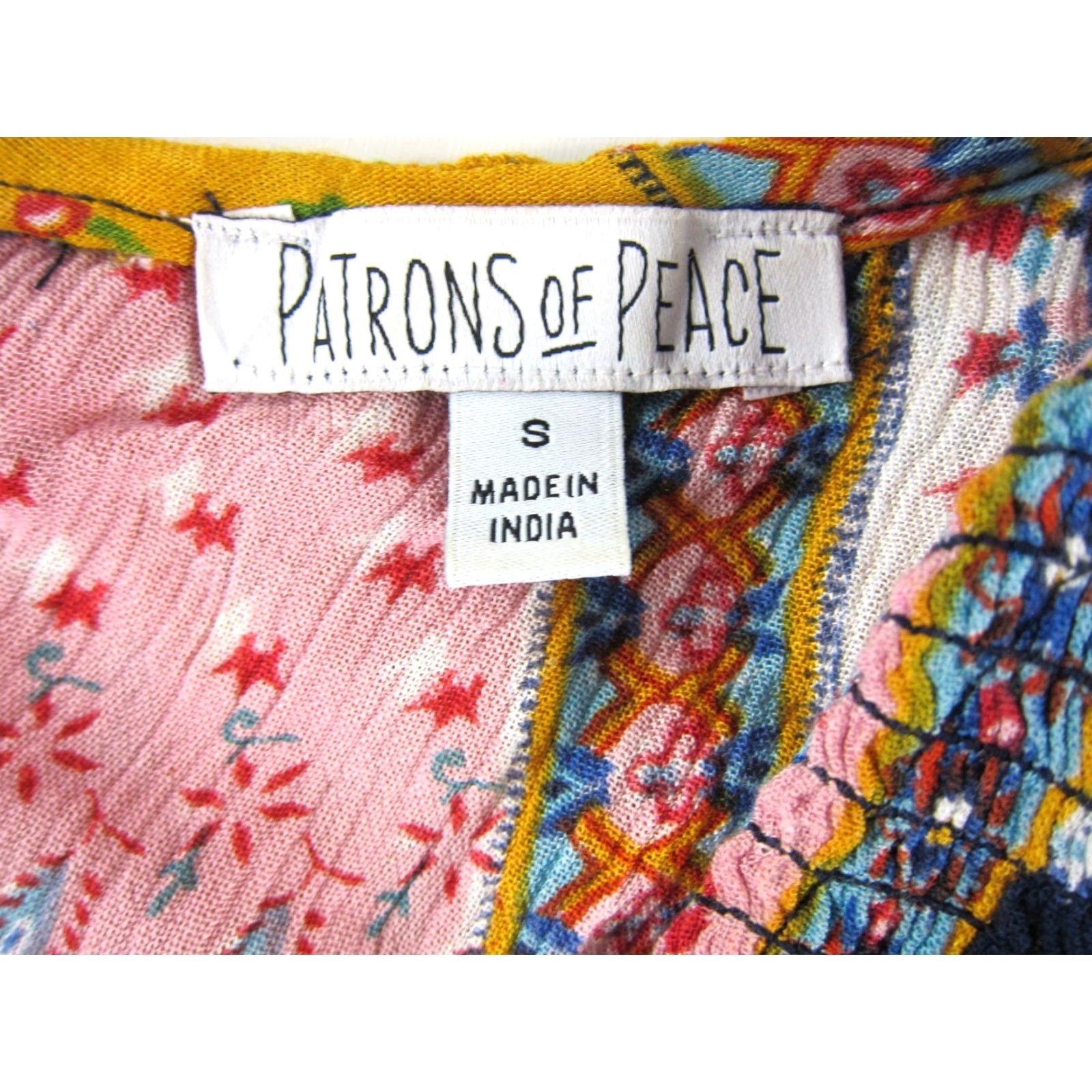 Vintage Patrons Of Peace Dress Midi Tank Sun Floral 100% Rayon Pink Yellow Blue Red S Size S / US 4 / IT 40 - 3 Thumbnail