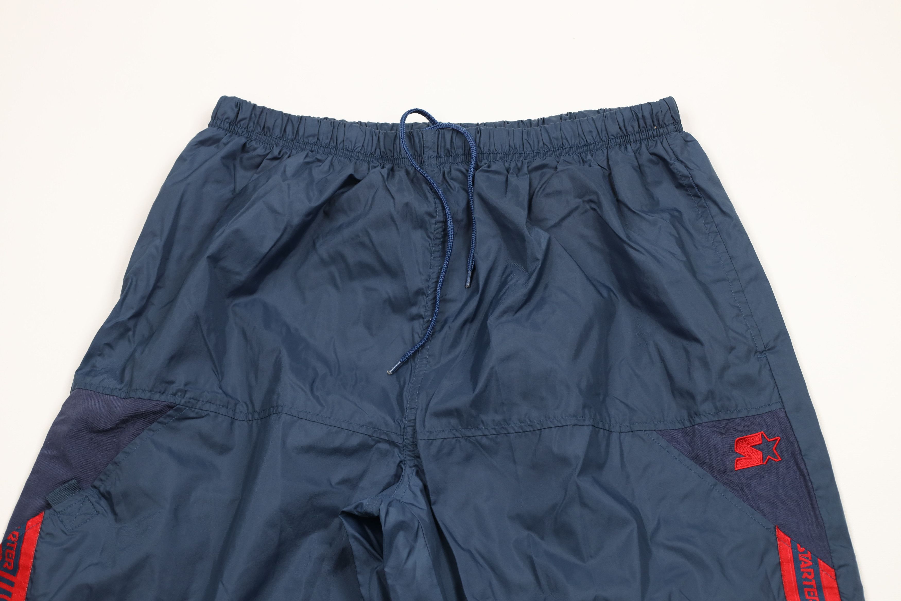 Starter × Vintage Vintage 90s Starter Wide Leg Windbreaker Pants Blue Nylon Size US 36 / EU 52 - 2 Thumbnail