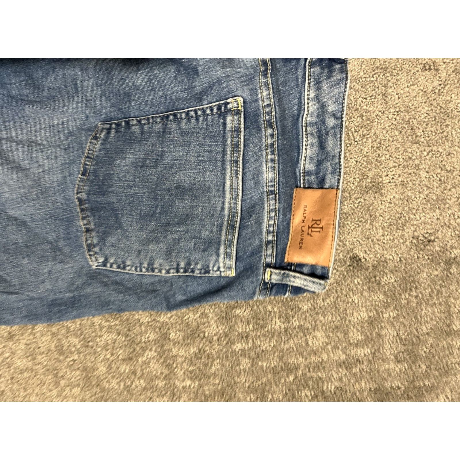 Ralph Lauren VINTAGE Lauren Ralph Lauren Women's Jeans Dark Wash 12 Modern Straight Blue - Jeans Womens 12 Dark Wash Straight (Stain on thighs) Size 34" / US 12 / IT 48 - 3 Thumbnail