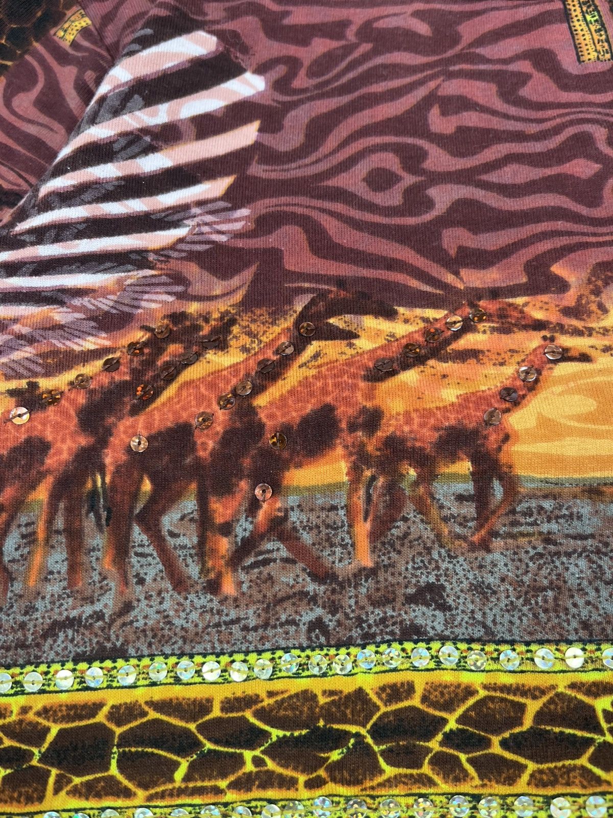Japanese Brand Vintage 90s African Safari Giraffe Sunset Beaded Top Size M / US 6-8 / IT 42-44 - 4 Thumbnail