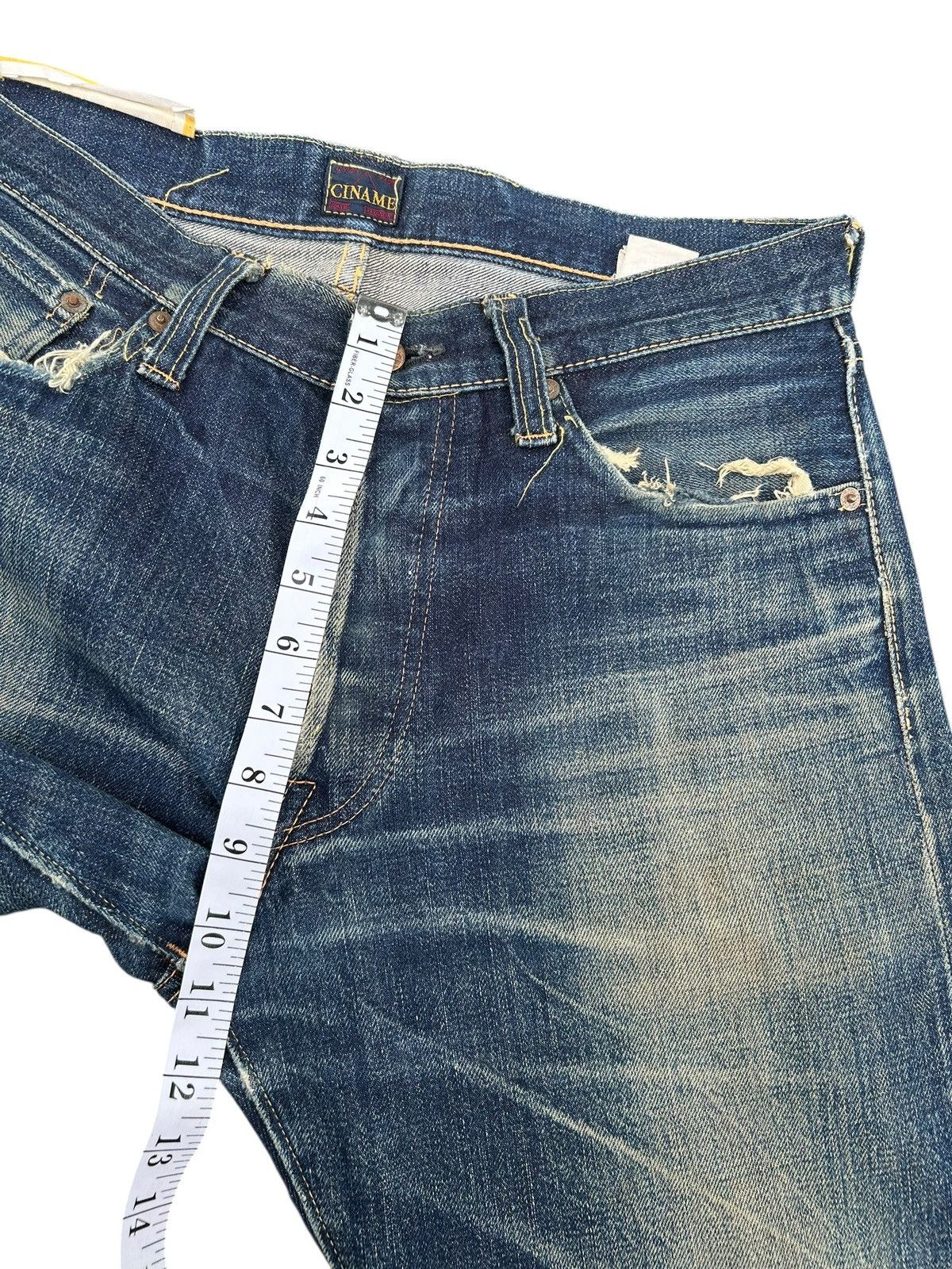 Kapital Vintage Japanese Brand CINAME Selvedge Distressed Denim Jean Size US 32 / EU 48 - 23 Thumbnail